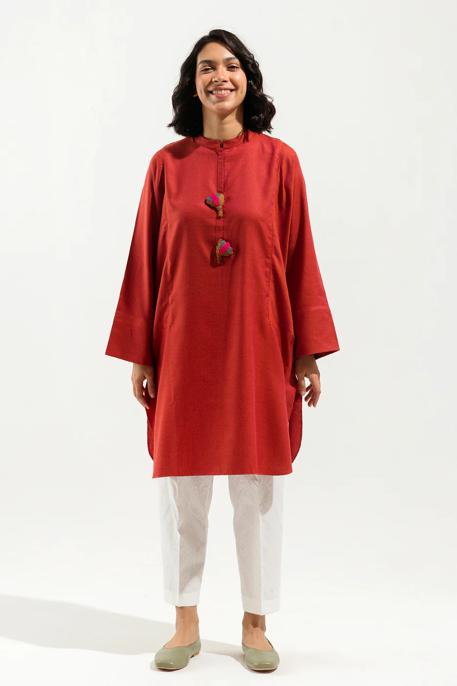 EMBROIDERED YARN DYED SHIRT (PRET) - Image 2