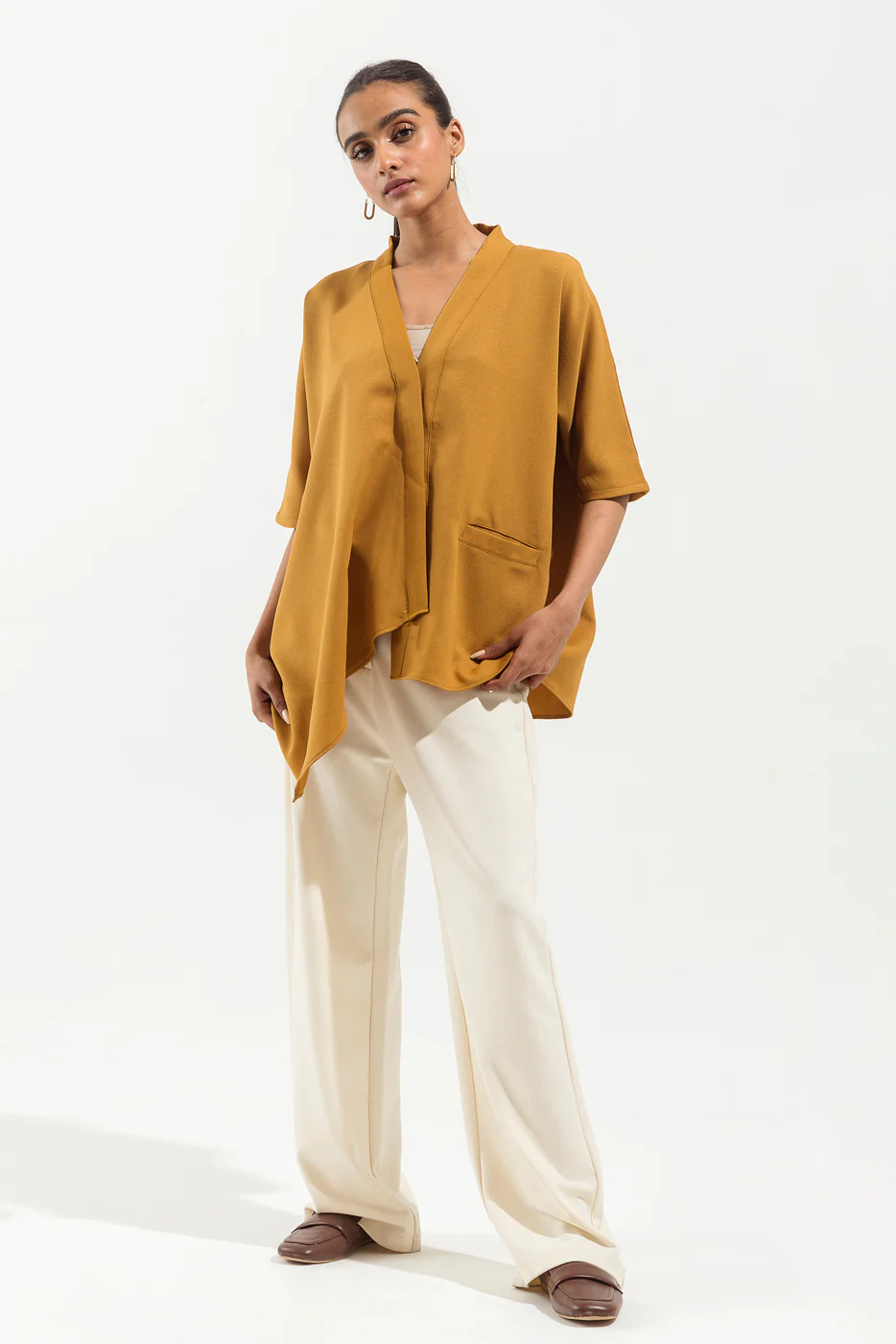 MUSTARD DIAGONAL HI-LOW TOP - Image 3