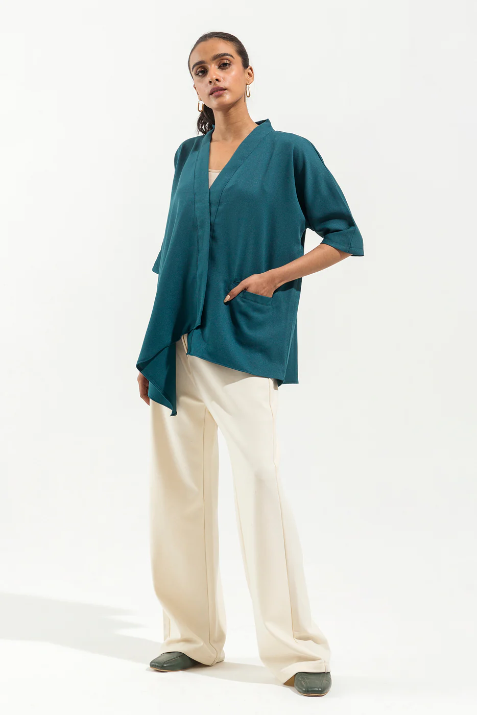 TEAL BLUE DIAGONAL HI-LOW TOP - Image 3