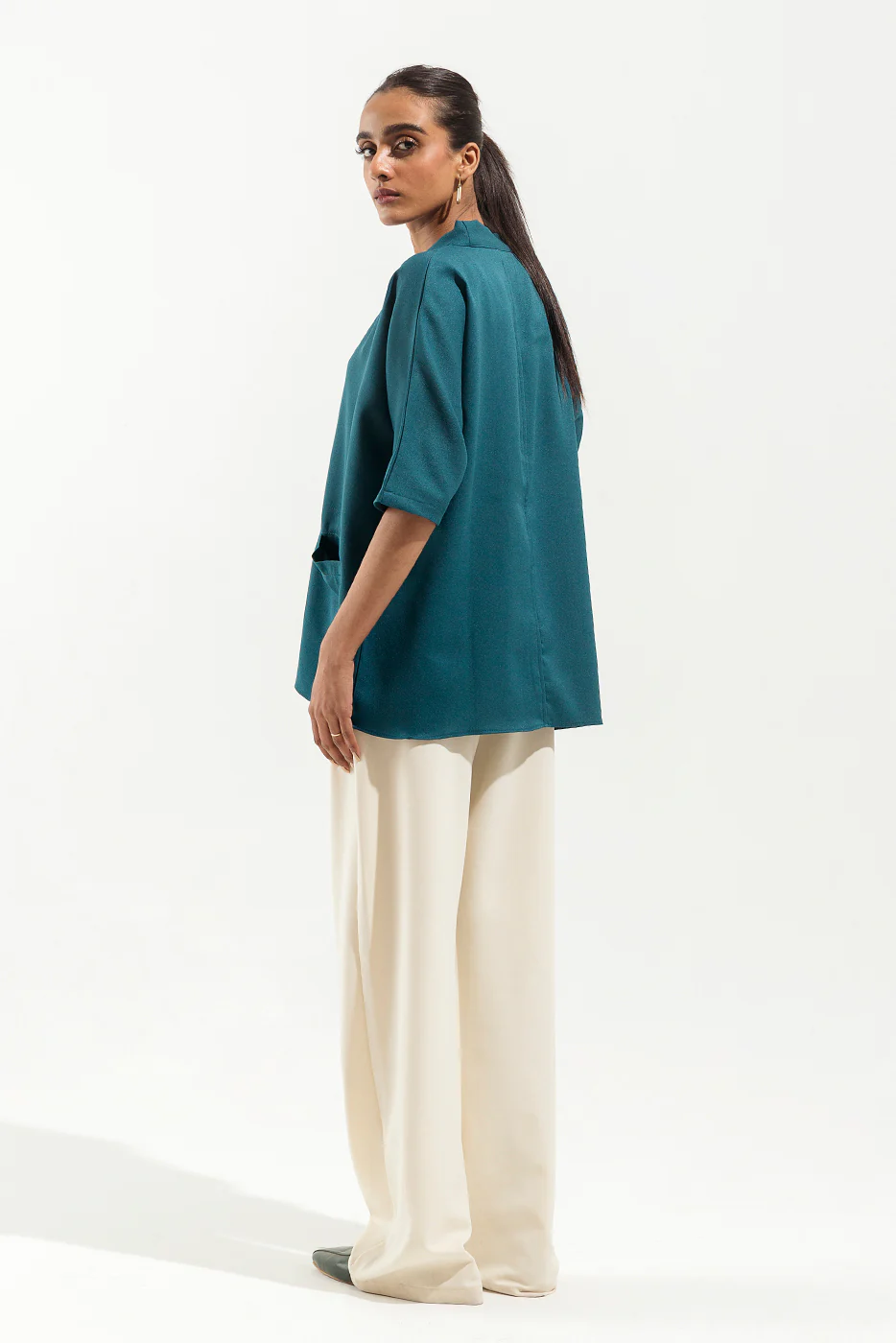 TEAL BLUE DIAGONAL HI-LOW TOP - Image 4