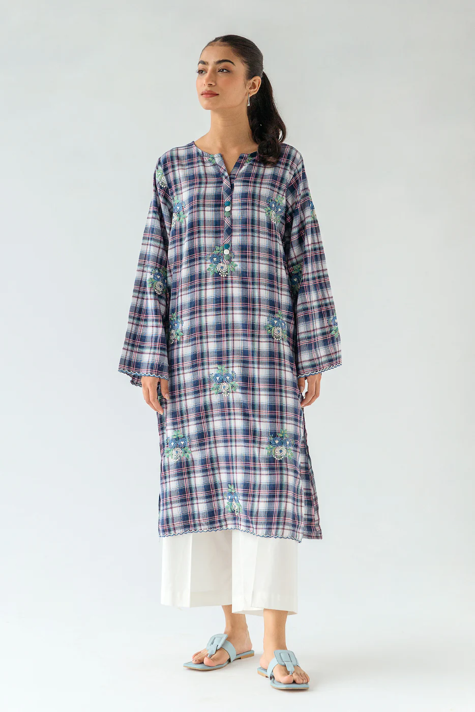 EMBROIDERED YARN DYED SHIRT (PRET) - Image 2