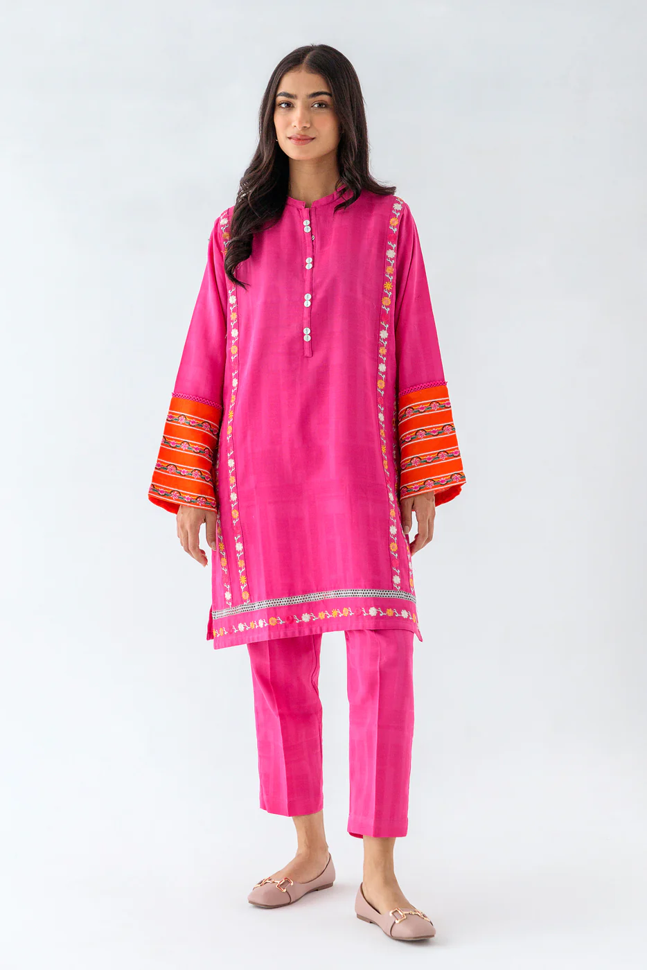 EMBROIDERED KHADDAR JACQUARD SHIRT (PRET) - Image 2