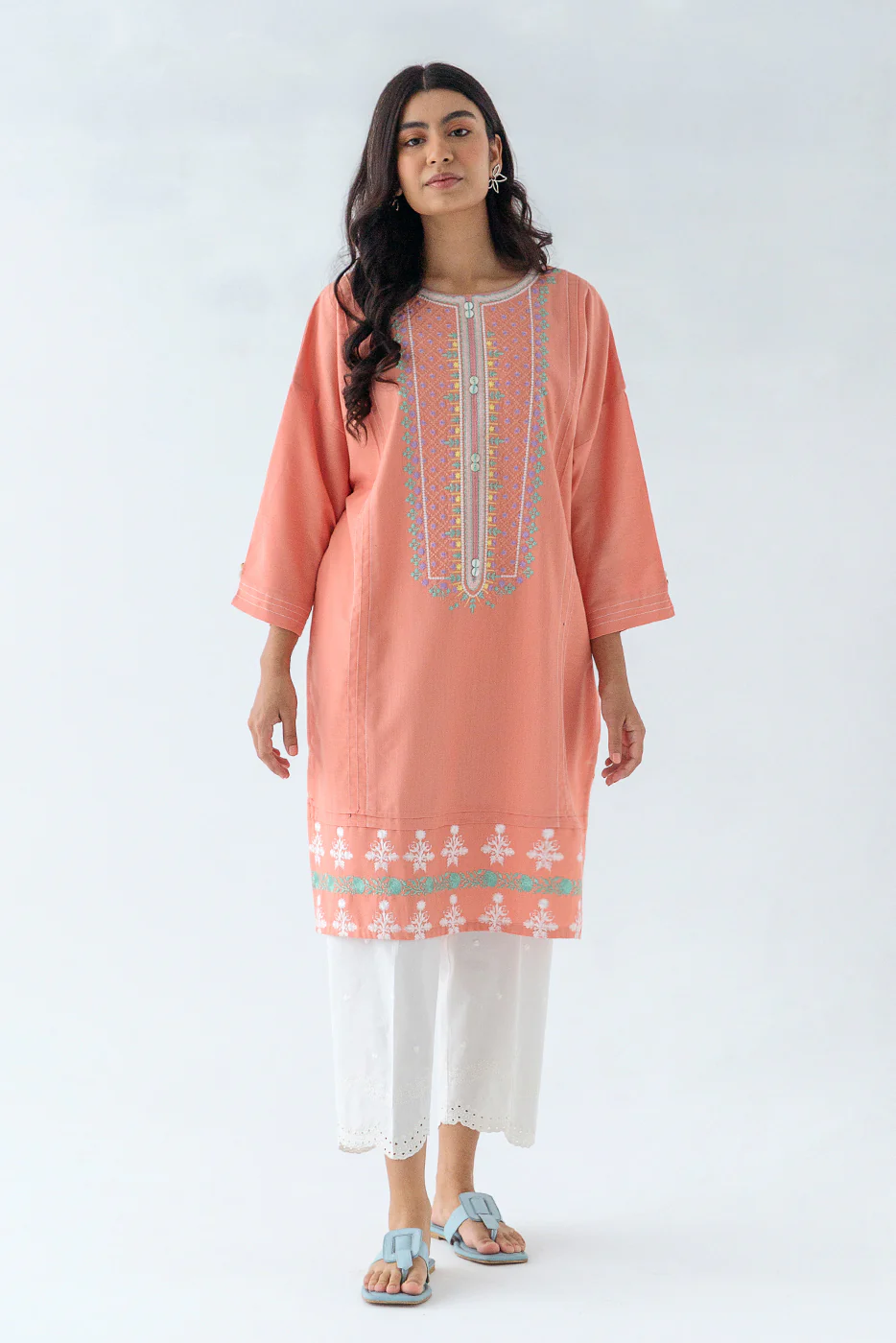 EMBROIDERED MIX SHIRT (PRET) - Image 2
