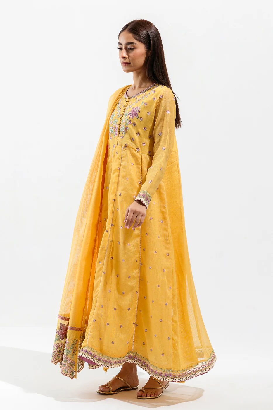2 PIECE EMBROIDERED COTTON NET SUIT (LUXURY PRET) - Image 2