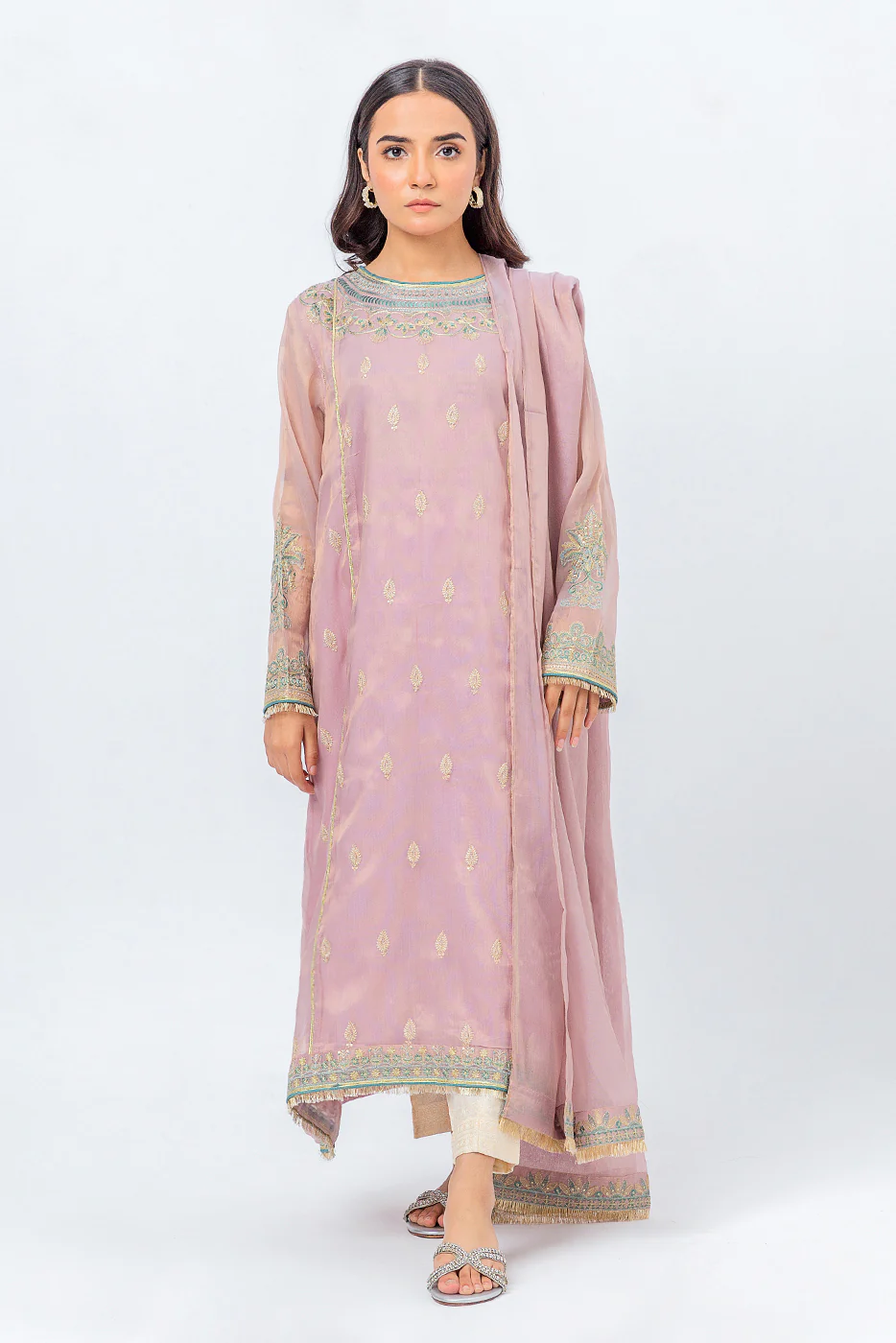 2 PIECE EMBROIDERED ORGANZA SUIT (LUXURY PRET) - Image 2