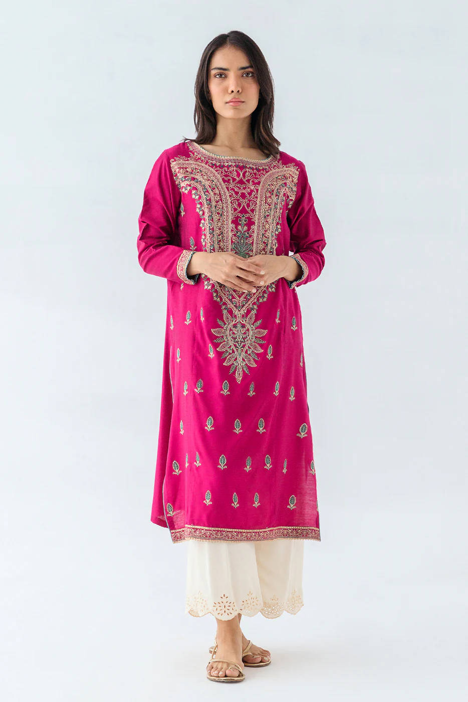 EMBROIDERED TWO TONE SHIRT (LUXURY PRET) - Image 2