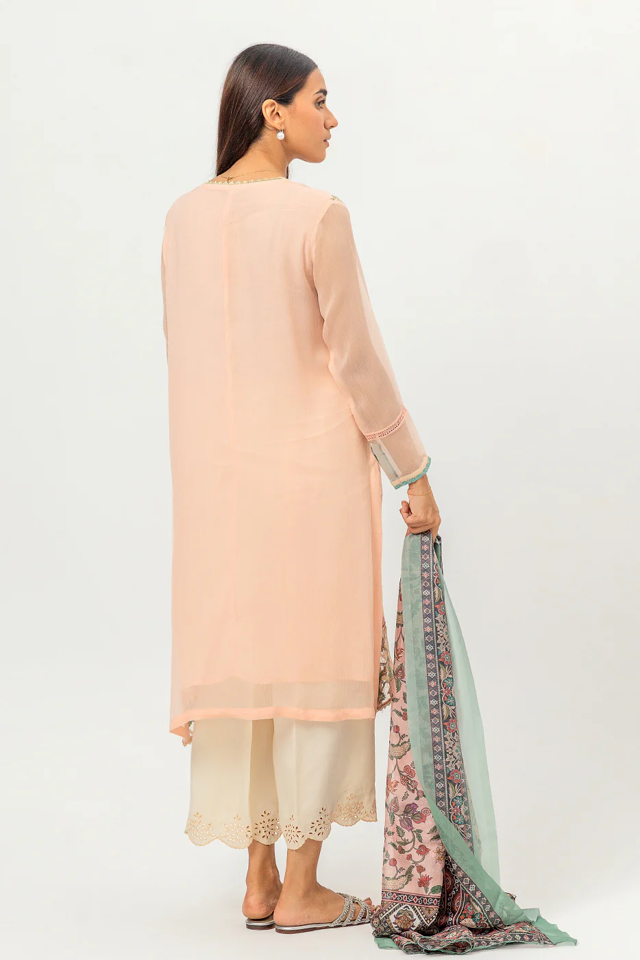2 PIECE EMBROIDERED CHIFFON SUIT (LUXURY PRET) - Image 4