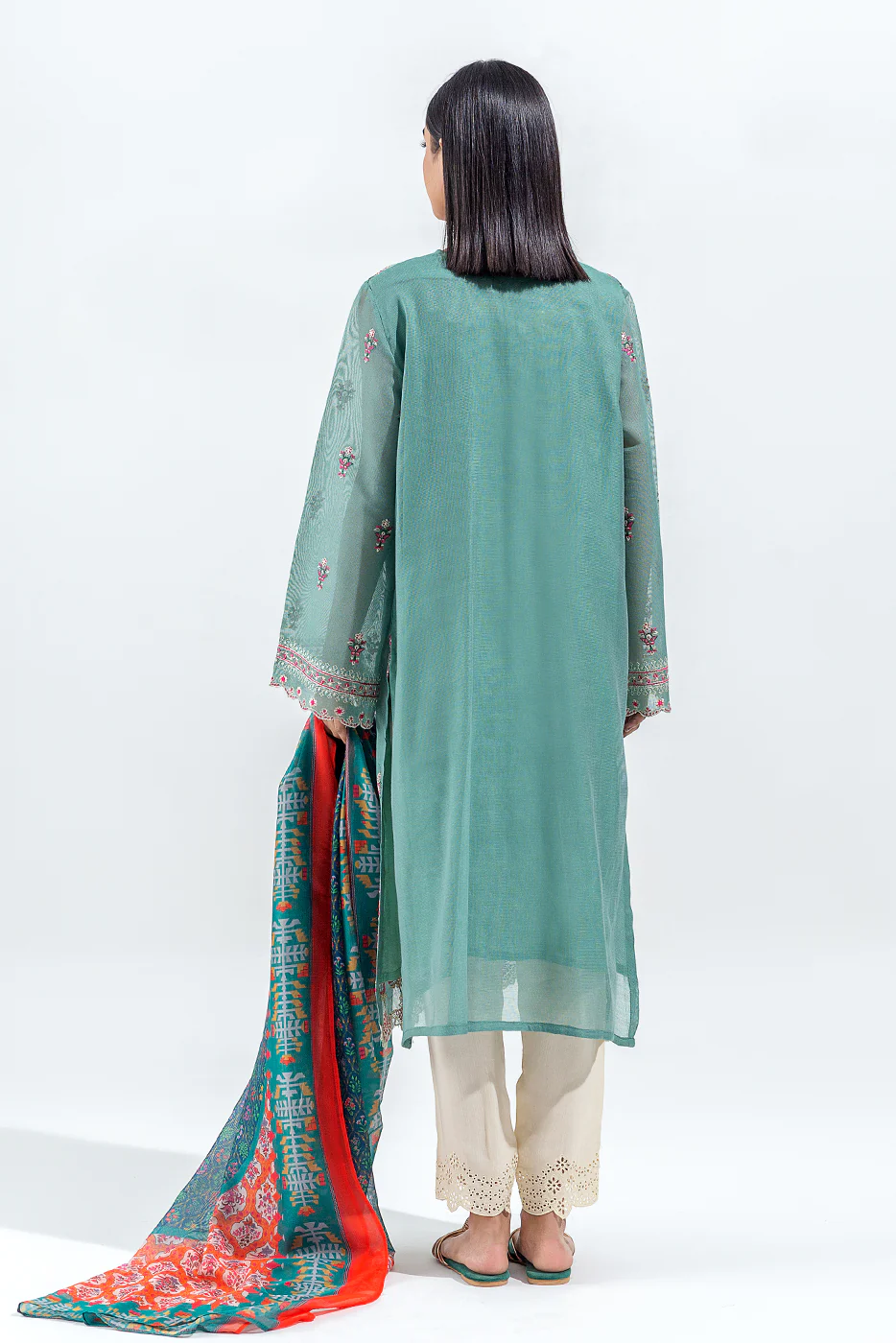 2 PIECE EMBROIDERED COTTON NET SUIT (LUXURY PRET) - Image 4