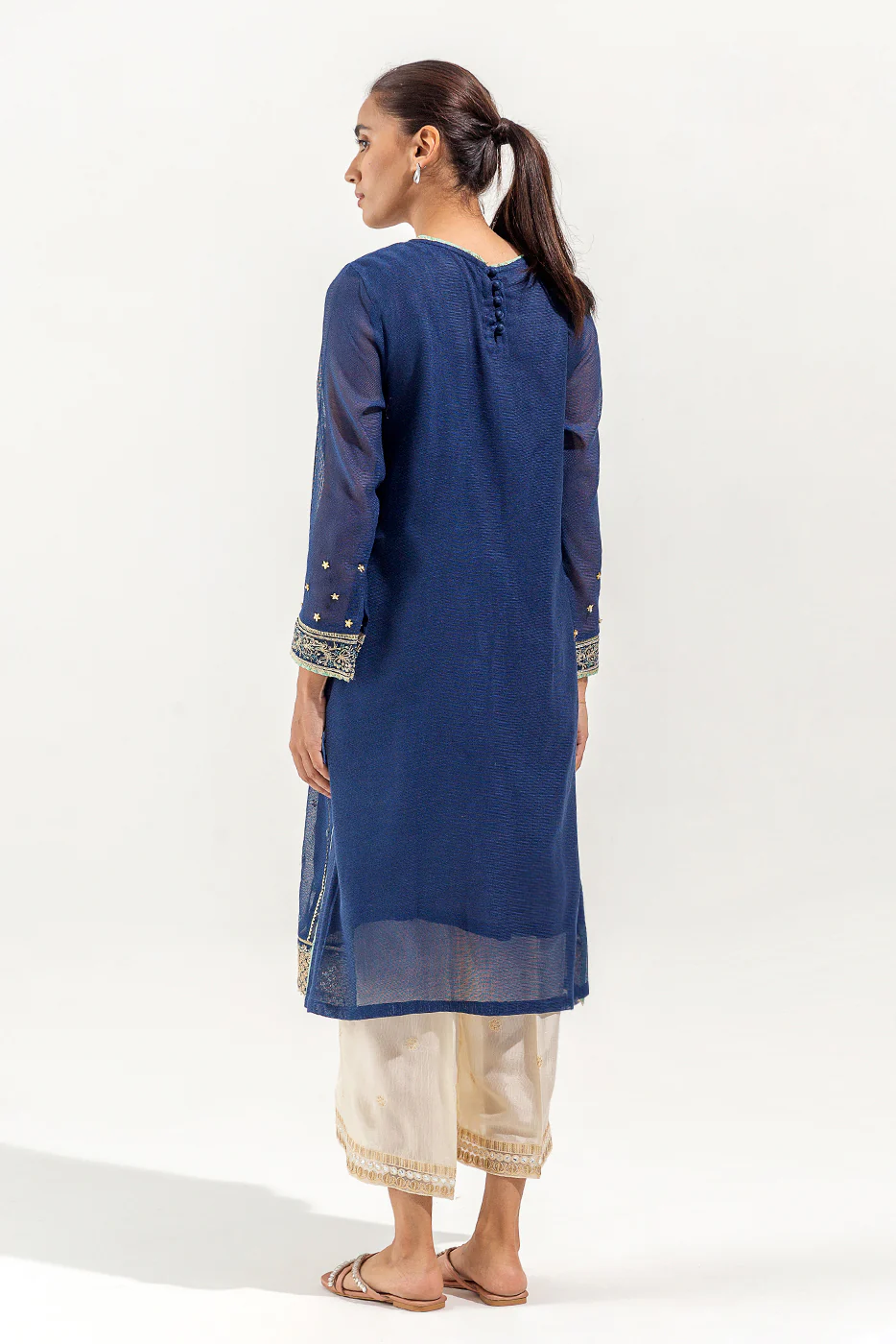 EMBROIDERED COTTON NET SHIRT (LUXURY PRET) - Image 3