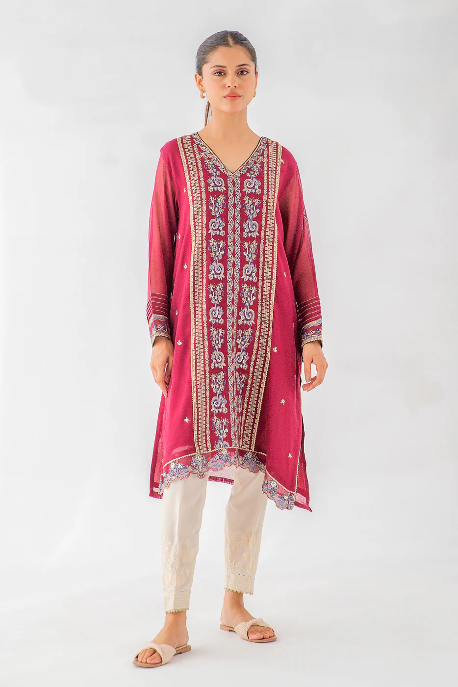 EMBROIDERED COTTON NET SHIRT (LUXURY PRET) - Image 2