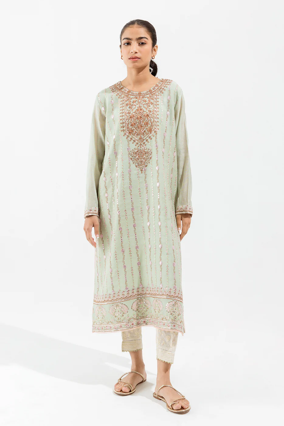 EMBROIDERED COTTON NET SHIRT (LUXURY PRET) - Image 2