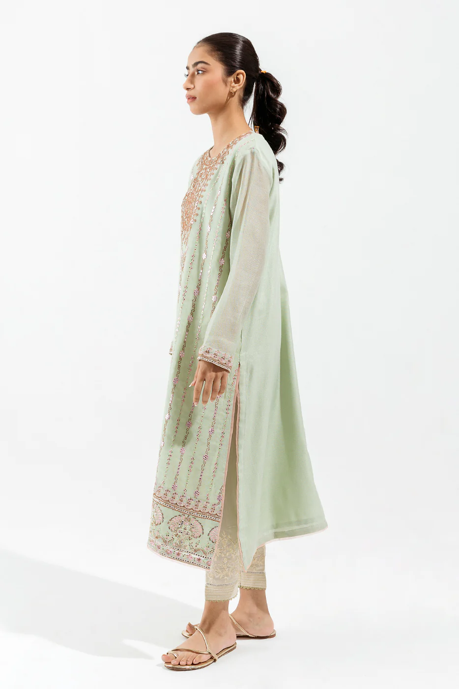 EMBROIDERED COTTON NET SHIRT (LUXURY PRET) - Image 3