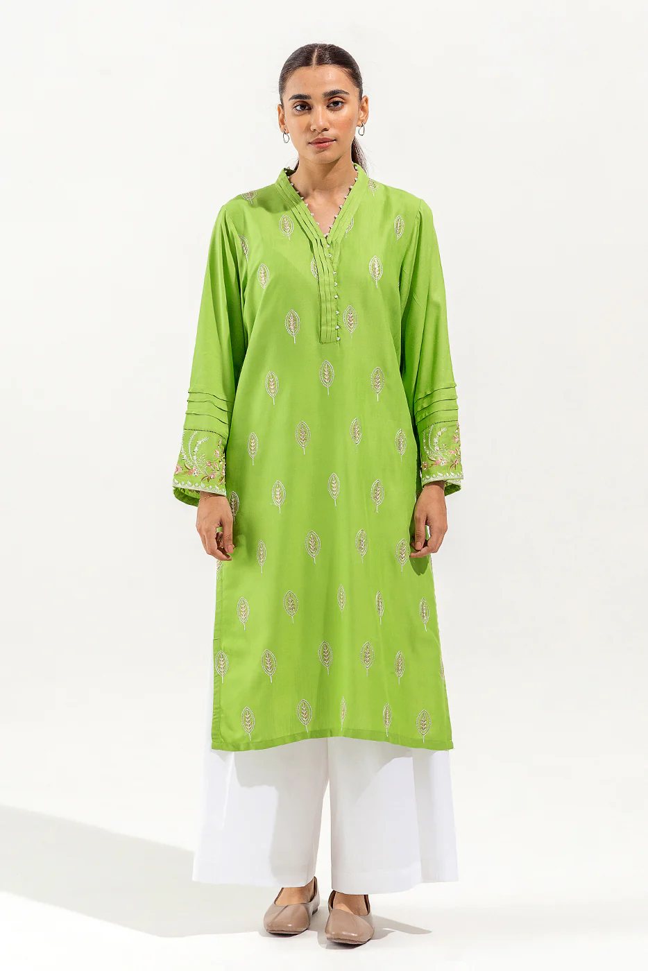 EMBROIDERED COTTON SHIRT (PRET) - Image 2