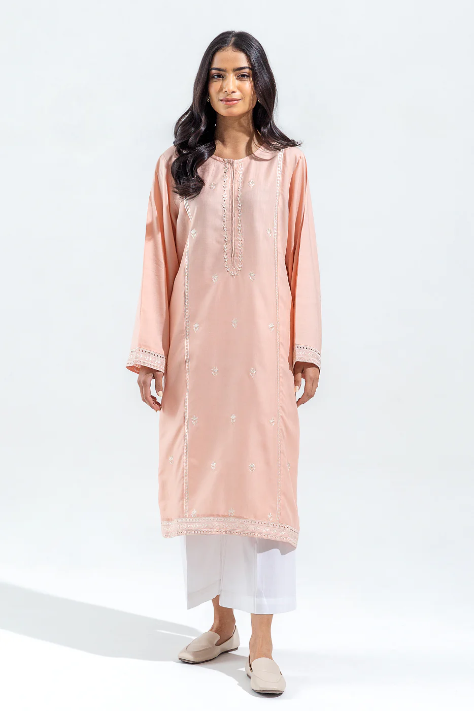 EMBROIDERED VISCOSE SLUB SHIRT (PRET) - Image 2