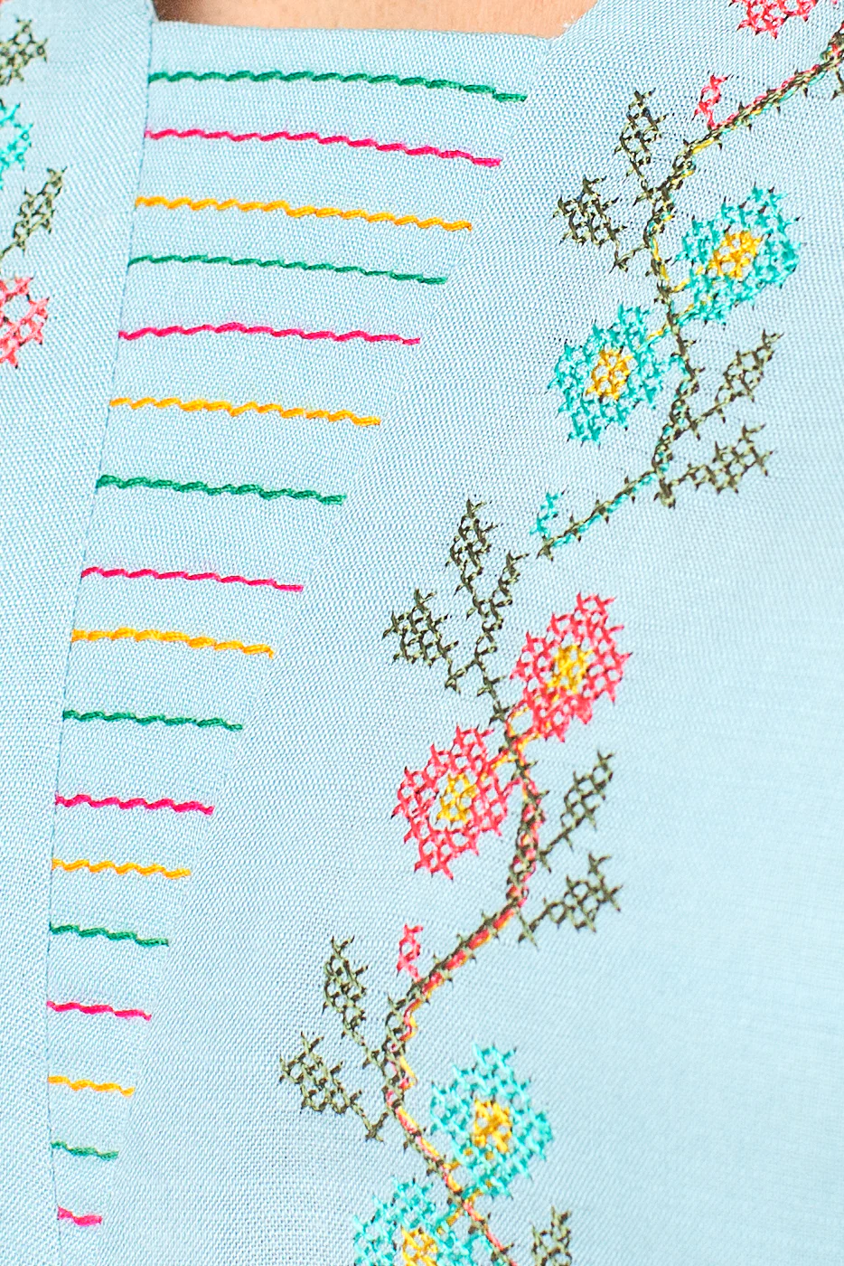 EMBROIDERED VISCOSE SLUB SHIRT (PRET) - Image 3