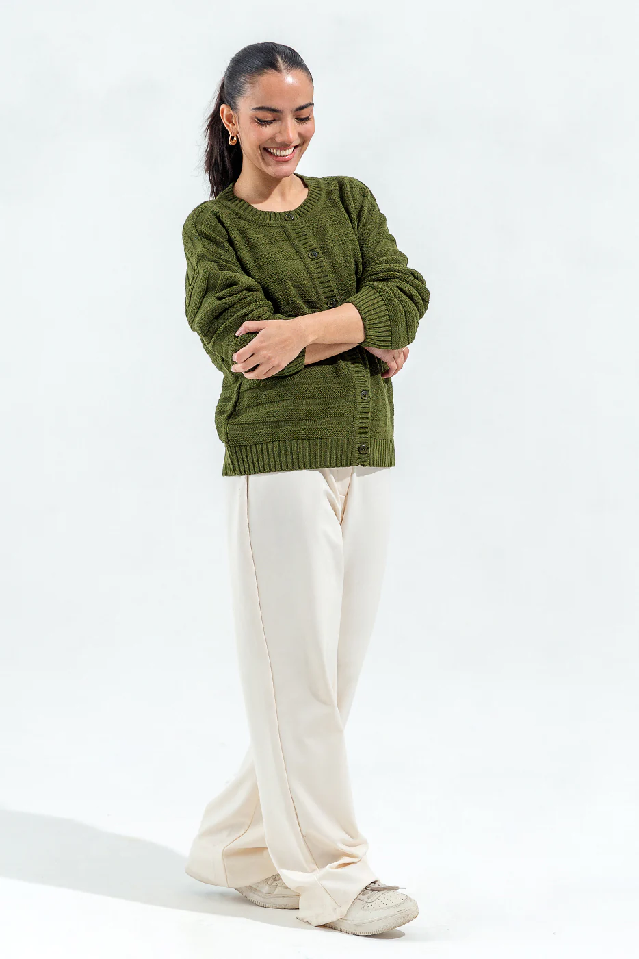 KNITTED CREW NECK CARDIGAN - Image 3