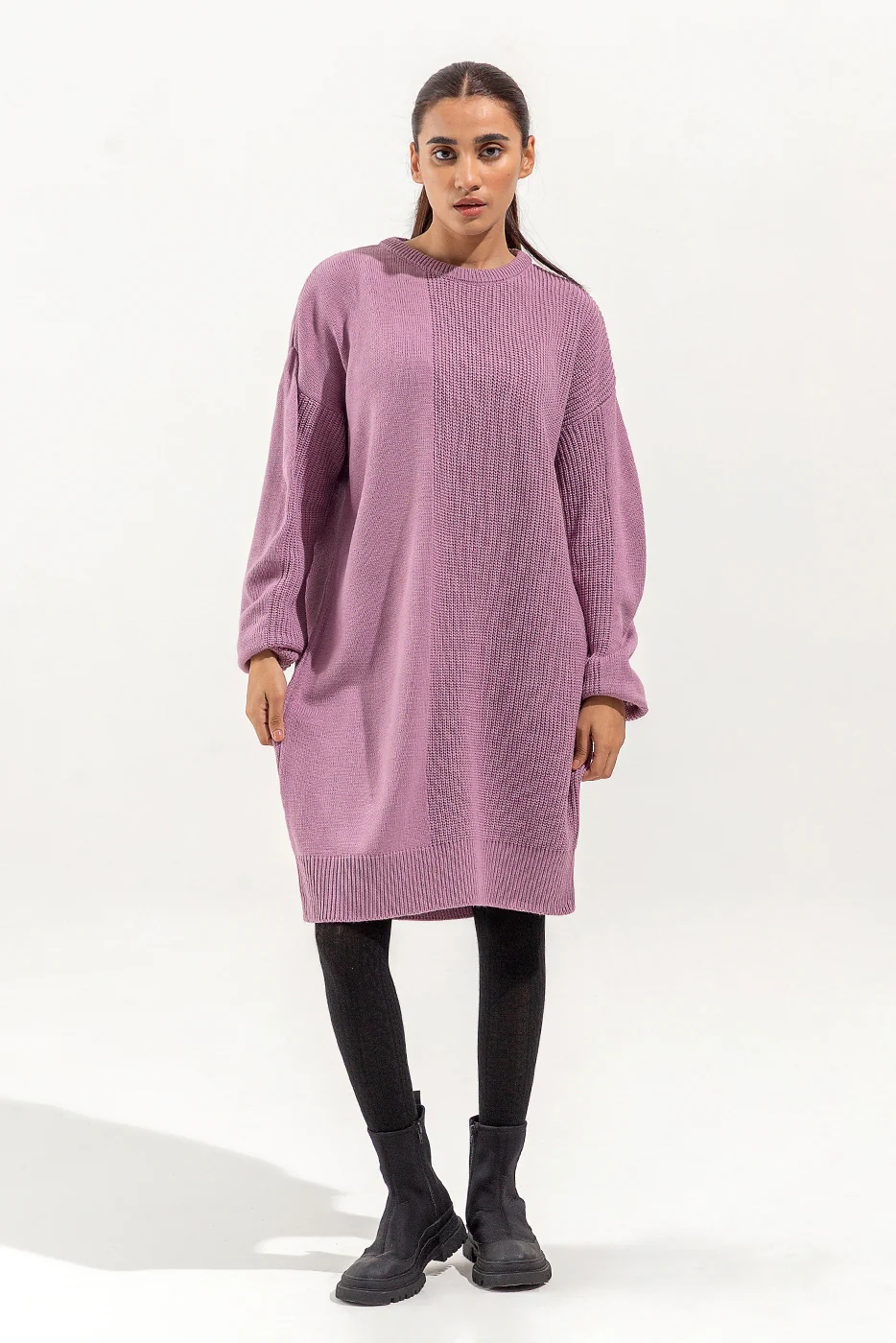 KNITTED KNEE LENGTH DRESS - Image 2