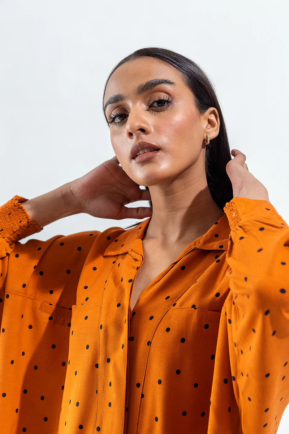 ORANGE AND BLACK POLKA DOT SHIRT - Image 4