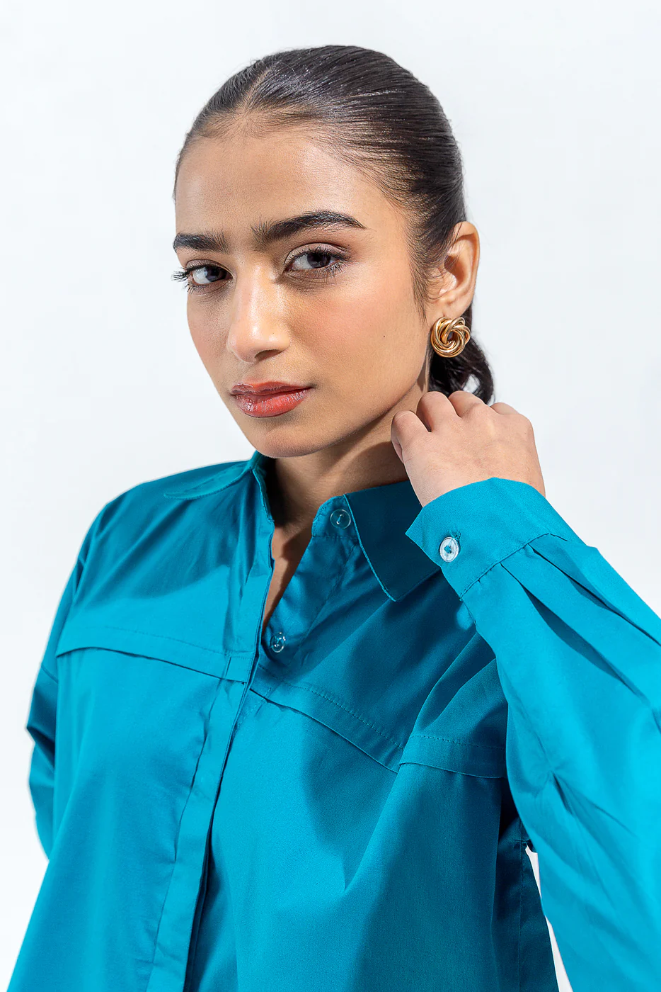 BLUE BUTTON THROUGH SHIRT - Image 2