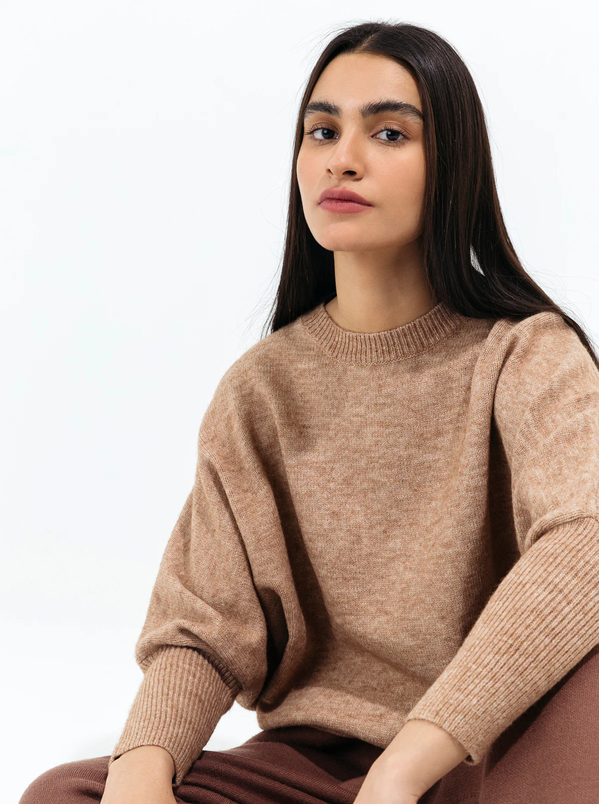 BEIGE DOLMAN SLEEVE PULLOVER - Image 2