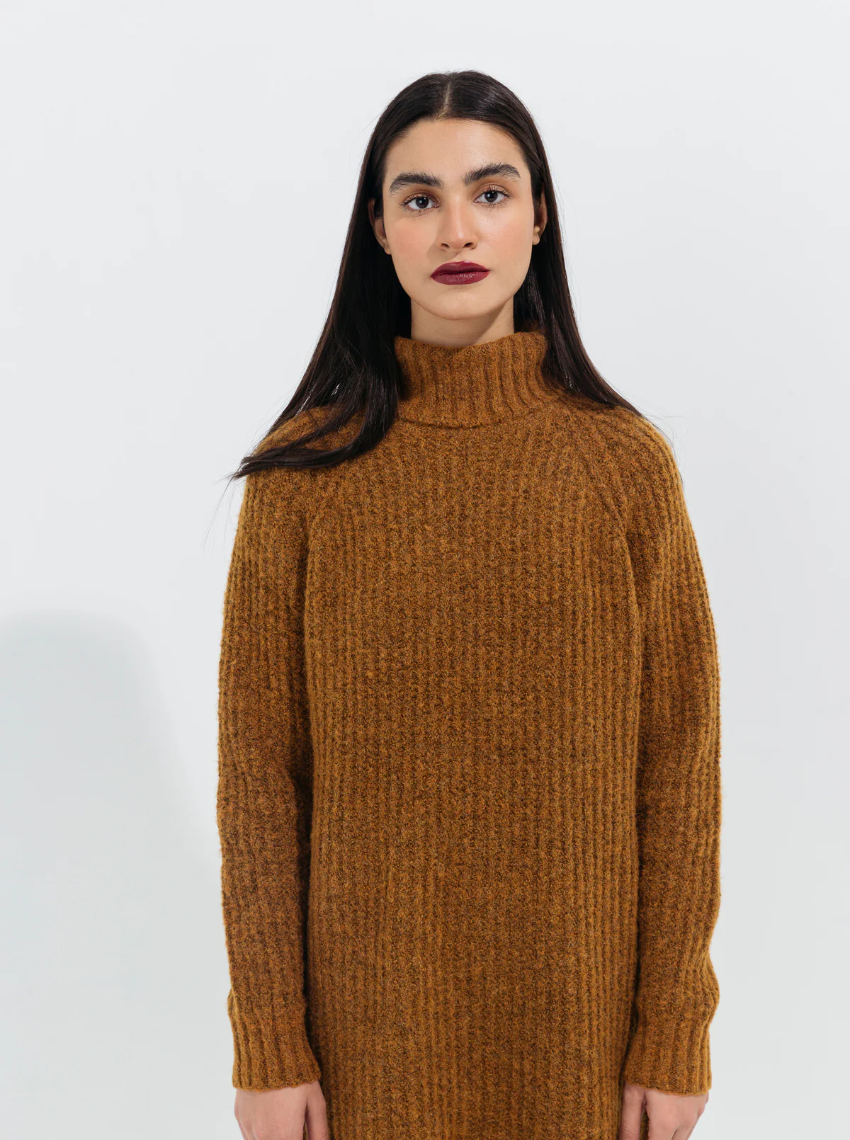 MUSTARD DOUBLE FUZZY KNIT SWEATER - Image 3