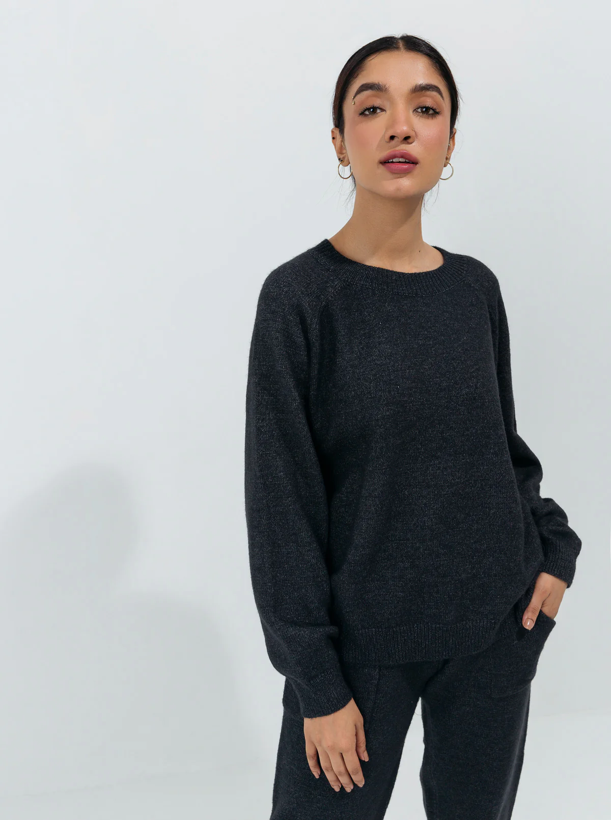 BLACK FLAT KNIT CO-ORD SET - Image 3