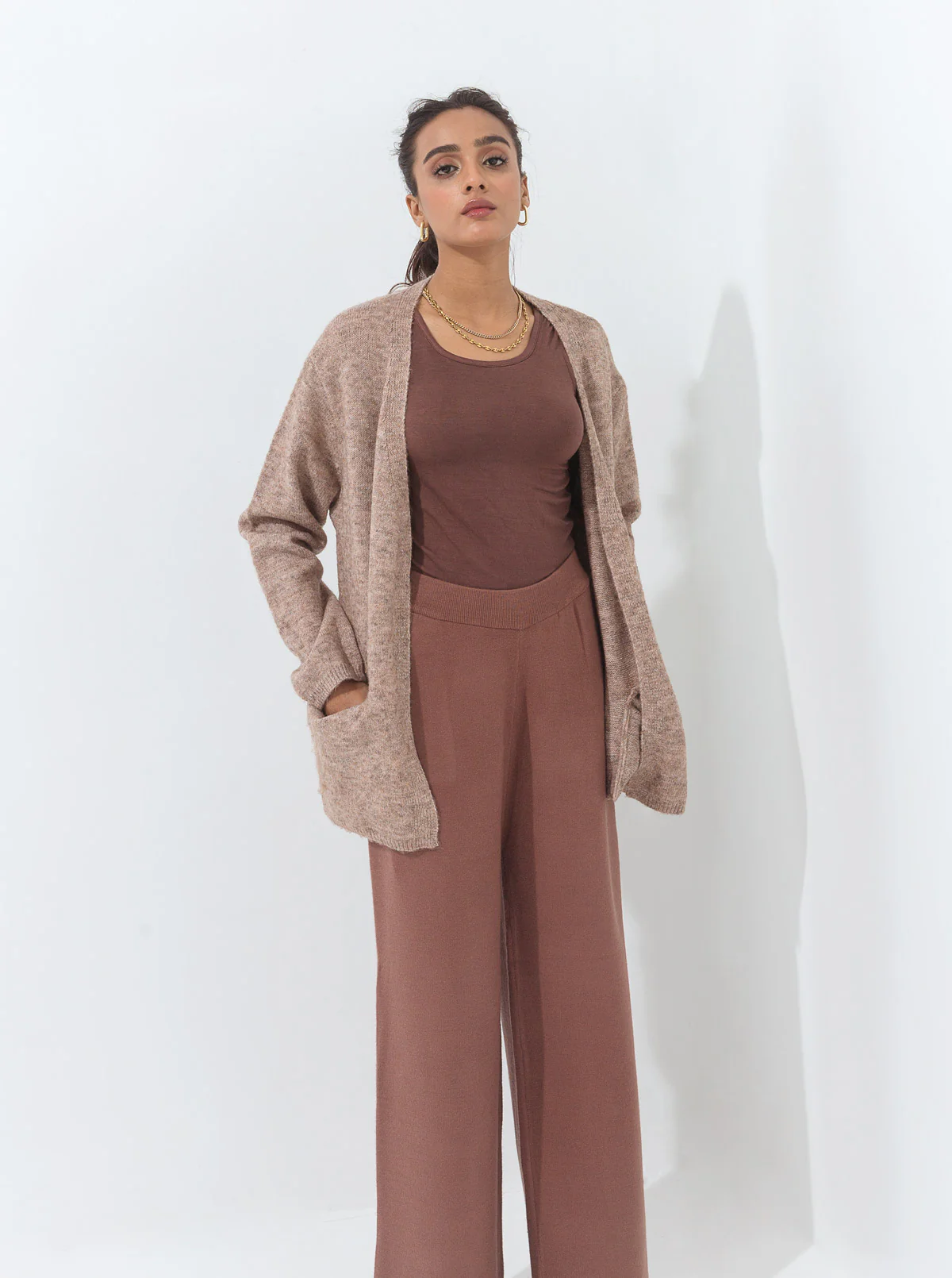 COFFEE SOFT FUR SHORT POCKET SHRUG - Image 2