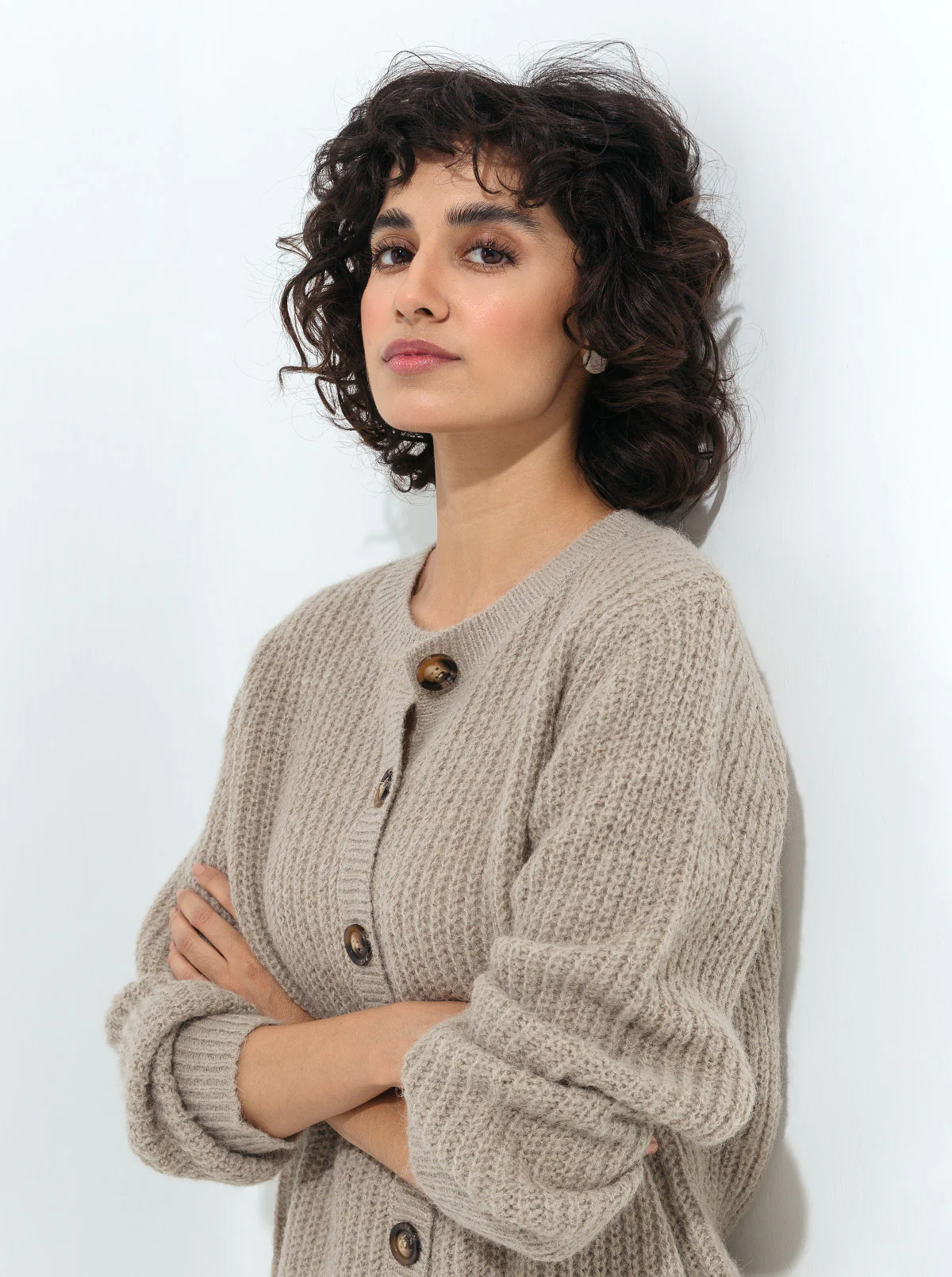 LIGHT GRAY TEXTURED CARDIGAN - Image 2