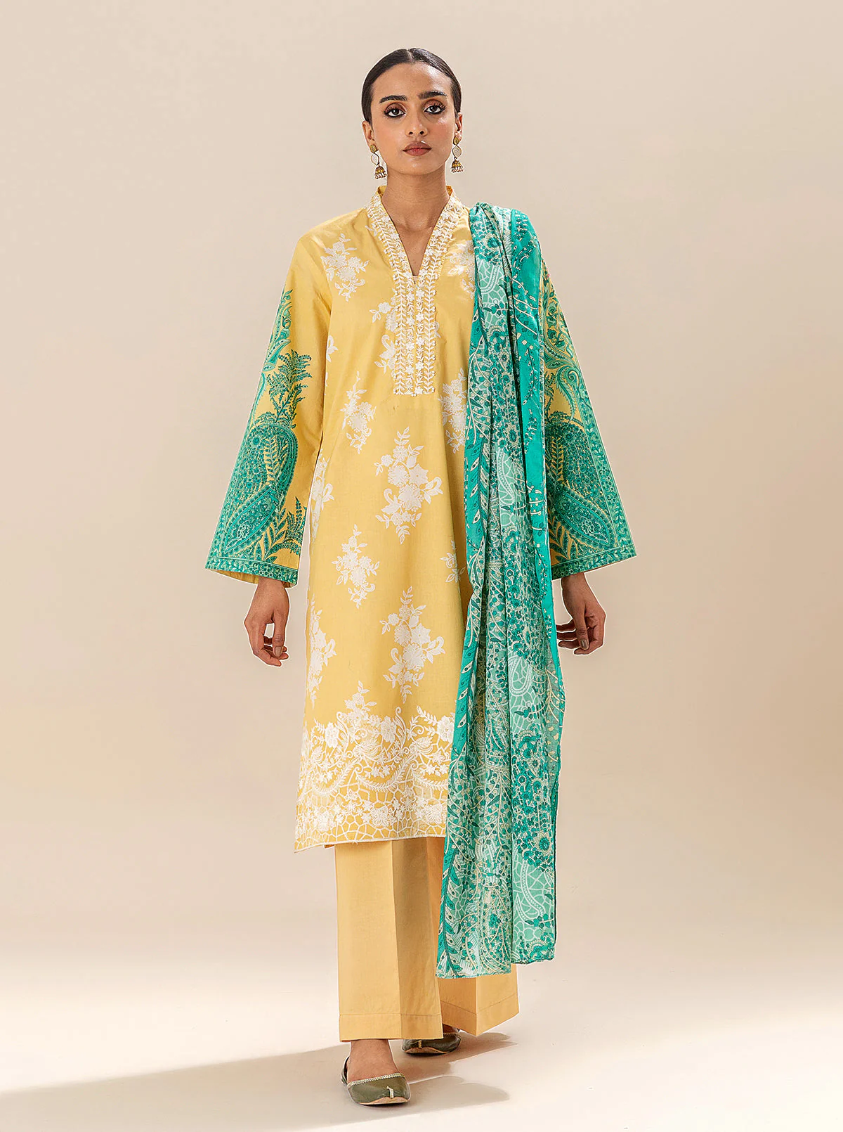 3 PIECE EMBROIDERED LAWN SUIT-SUNSHINE BREEZE (UNSTITCHED) - Image 3