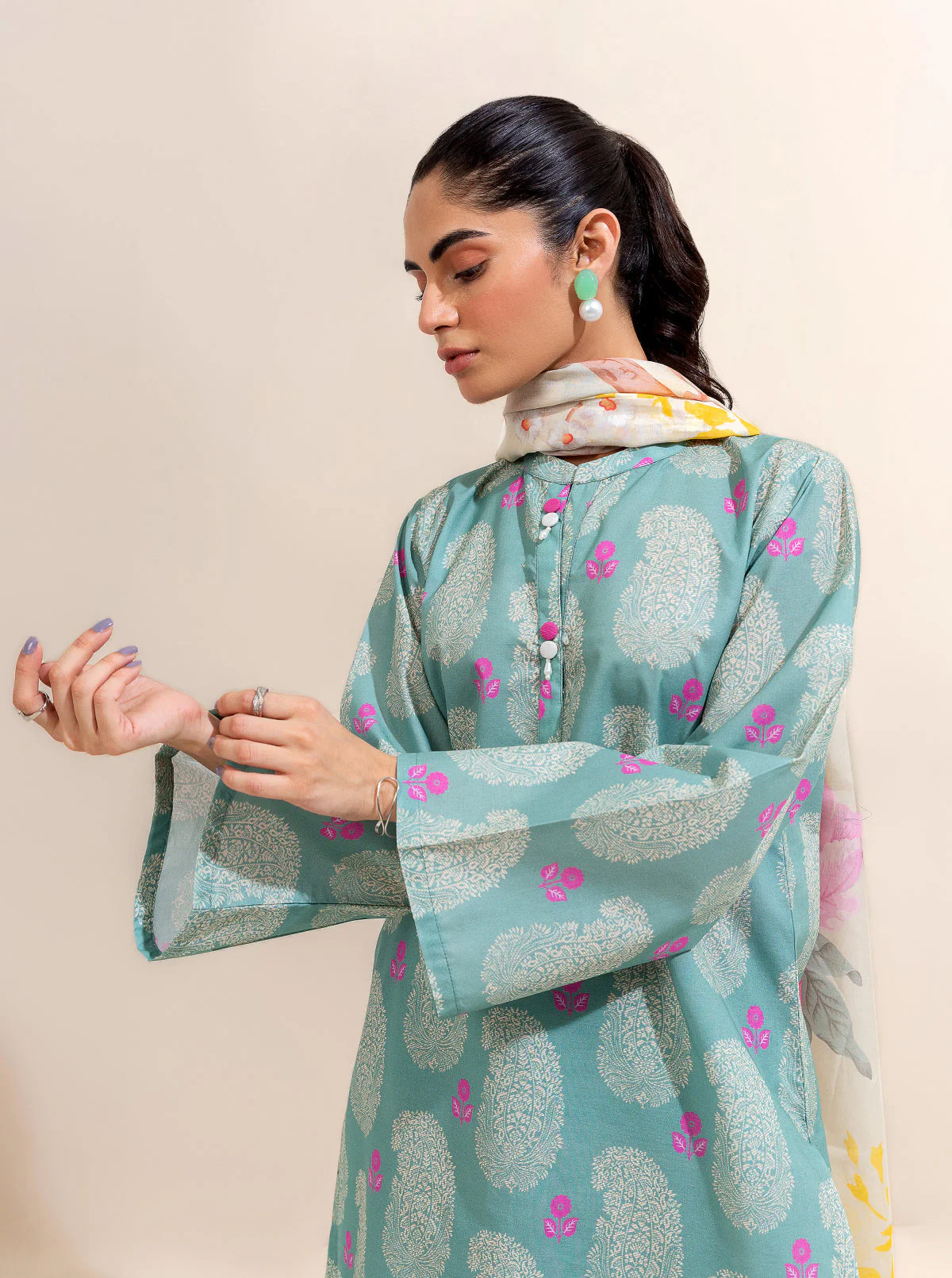 3 PIECE PRINTED LAWN-SEA SOUL (UNSTITCHED) - Image 3