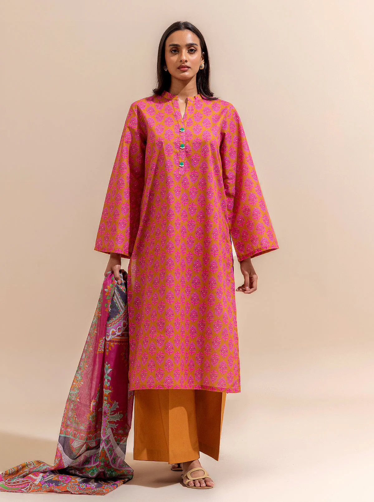 3 PIECE PRINTED LAWN SUIT-TRIBAL VIVID (UNSTITCHED) - Image 3