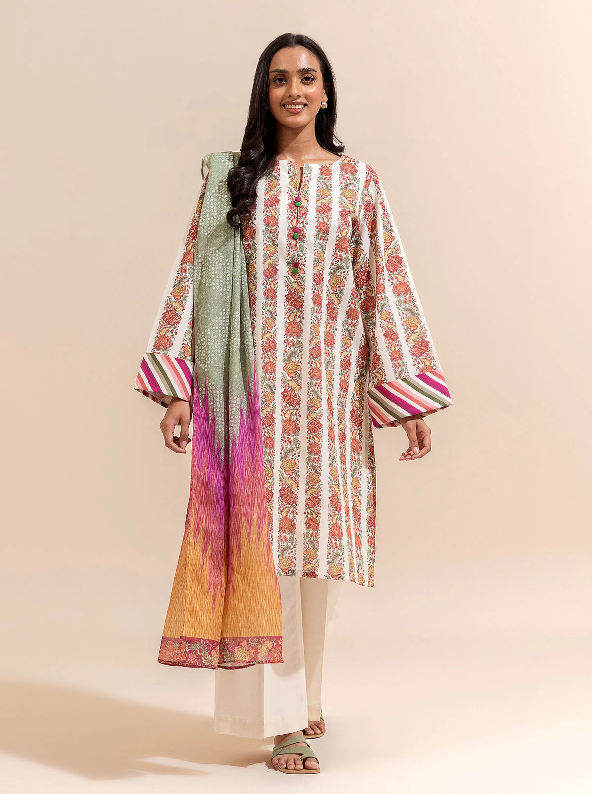 3 PIECE PRINTED LAWN SUIT-LINEAGE LILIES (UNSTITCHED) - Image 2