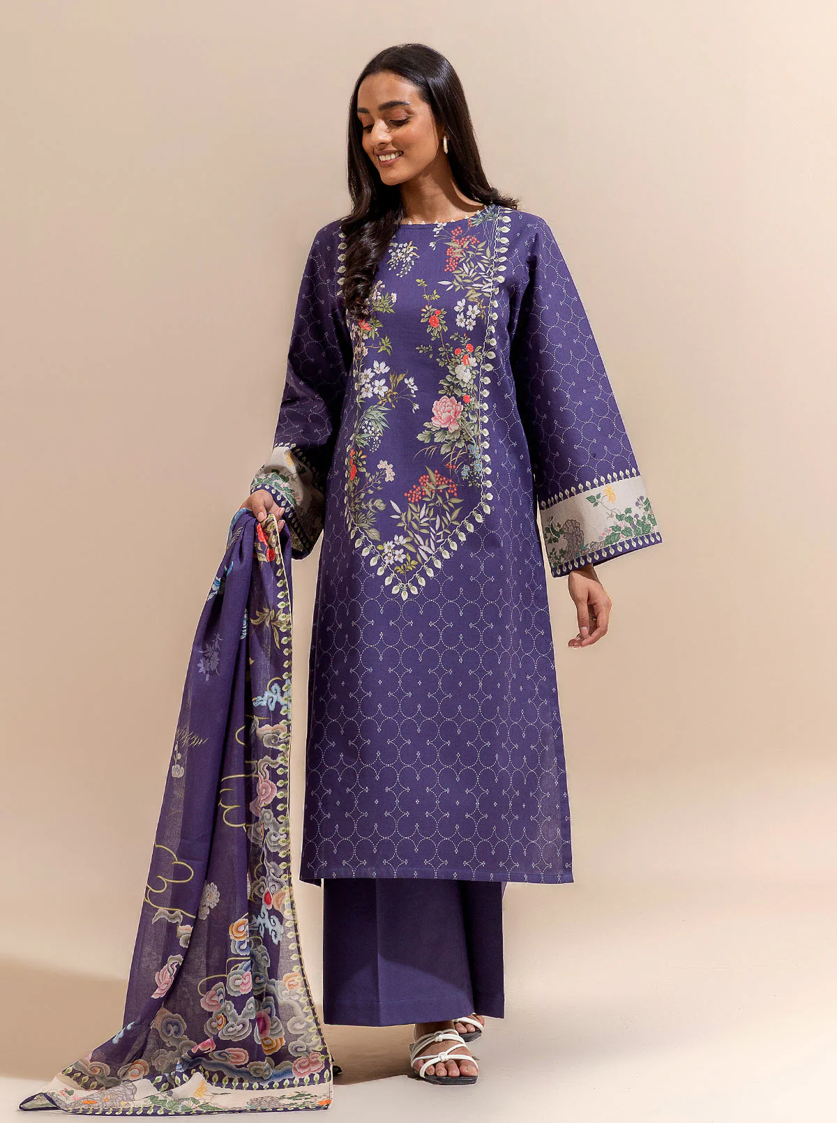 3 PIECE PRINTED LAWN SUIT-CLIFF BREEZE (UNSTITCHED) - Image 3