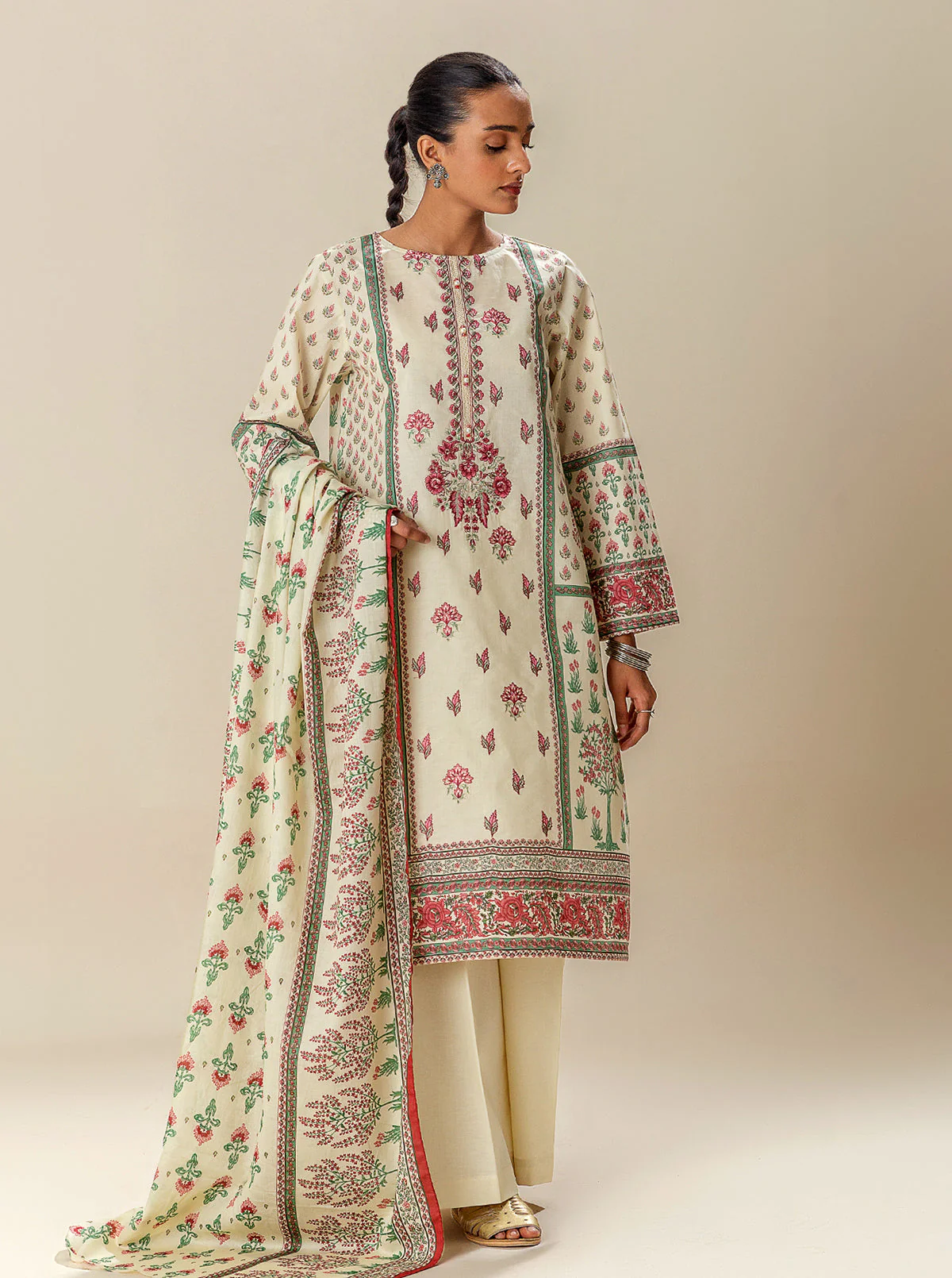 3 PIECE EMBROIDERED SUIT-MELLOW TRADITIONS (UNSTITCHED) - Image 5