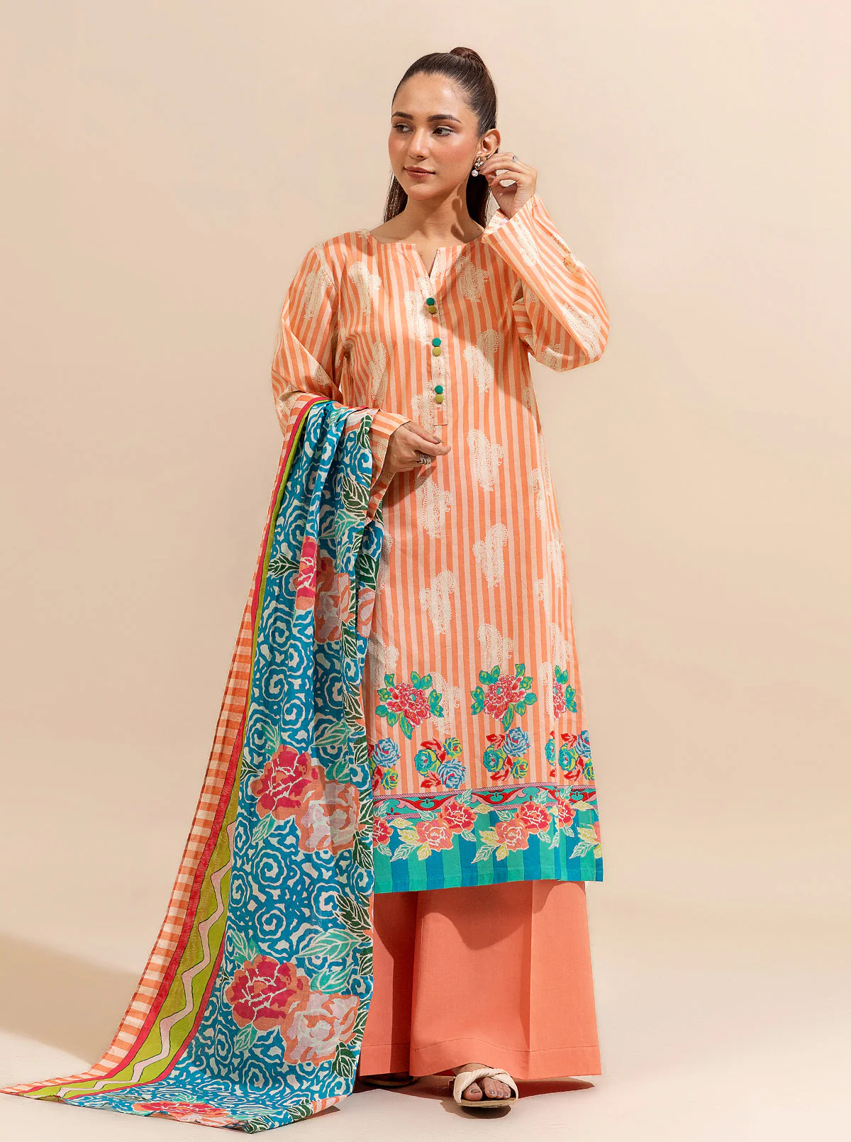 3 PIECE PRINTED LAWN SUIT-POP PARTY (UNSTITCHED) - Image 3