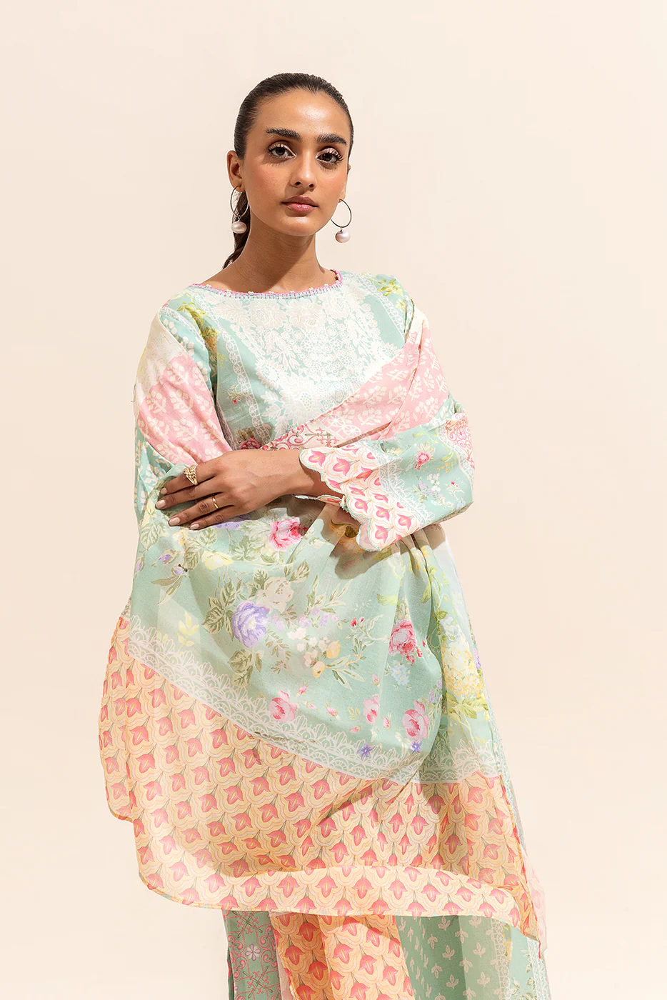 3 PIECE PRINTED LAWN SUIT-LAUREL LIGHT (UNSTITCHED)