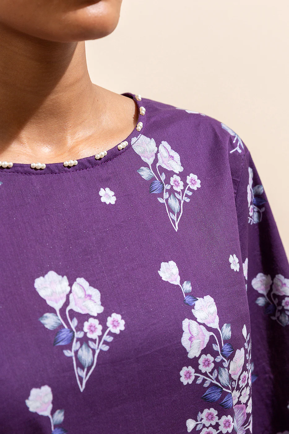 3 PIECE PRINTED LAWN SUIT-AMARANTH ANGLE (UNSTITCHED) - Image 5