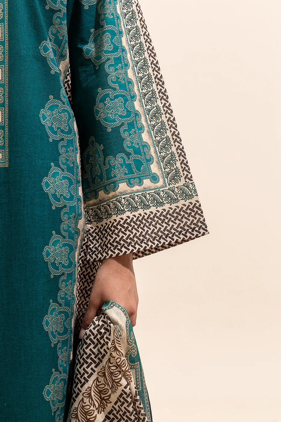 3 PIECE PRINTED LAWN SUIT-MOSSY FOREST (UNSTITCHED) - Image 5