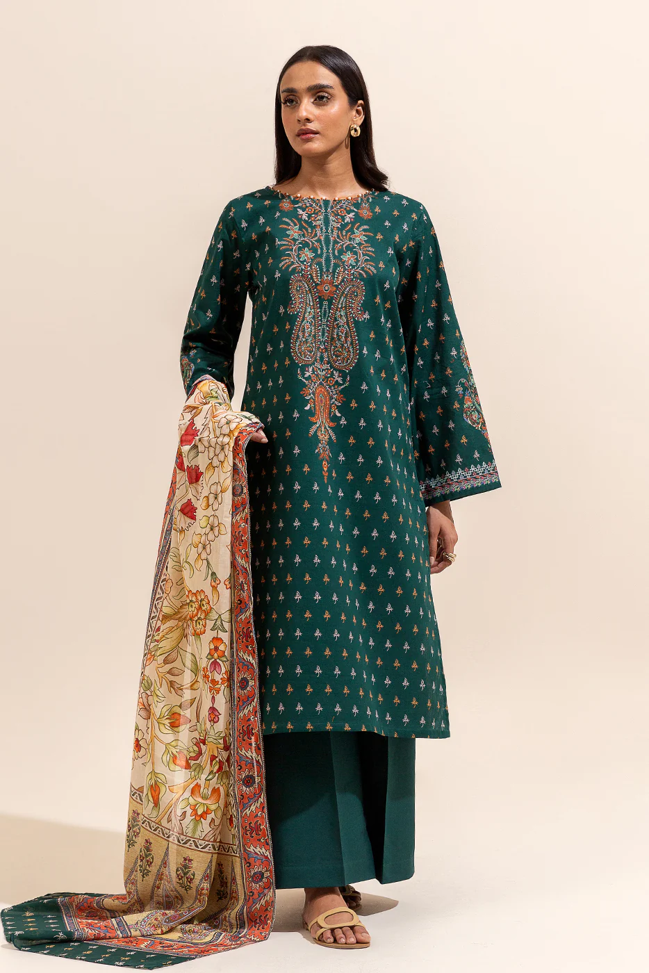 3 PIECE PRINTED LAWN SUIT-PAISLEY POISON (UNSTITCHED) - Image 3