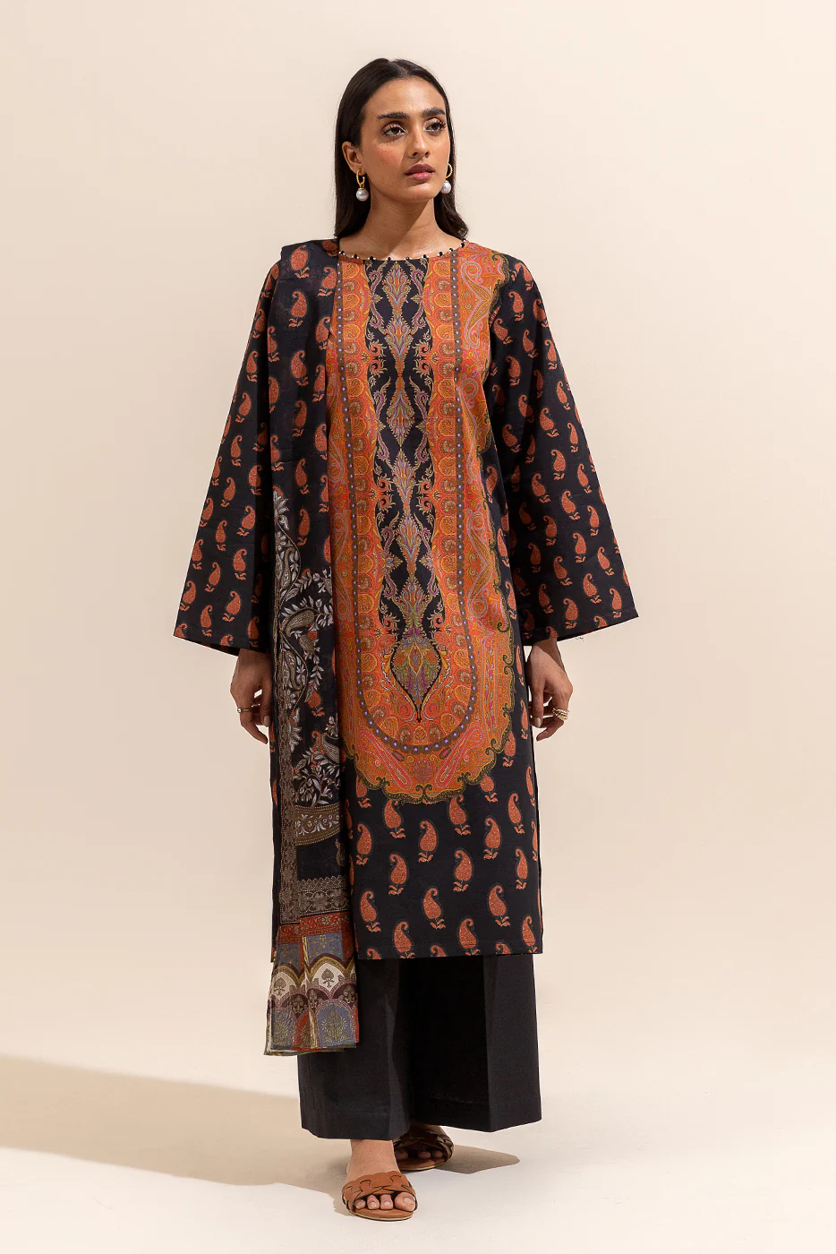 3 PIECE PRINTED LAWN SUIT-MYSTIQUE SUNSET (UNSTITCHED) - Image 5
