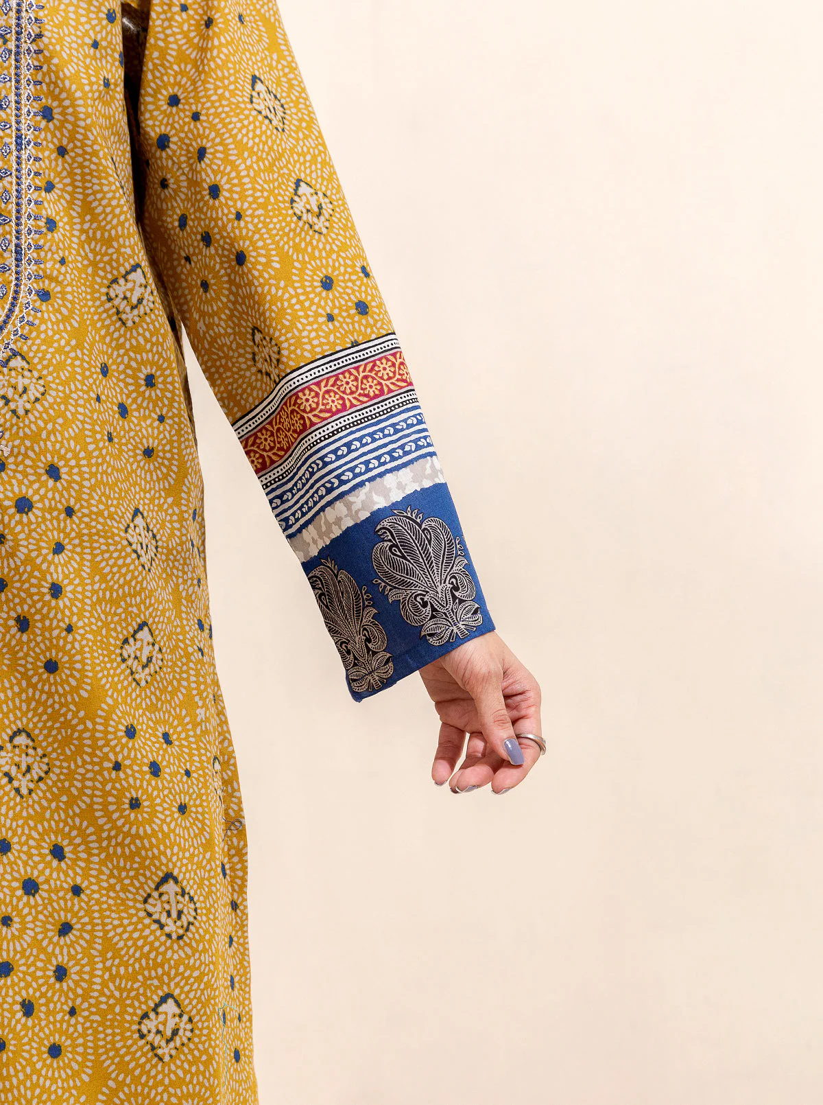 3 PIECE EMBROIDERED LAWN-OLD GOLD (UNSTITCHED) - Image 8