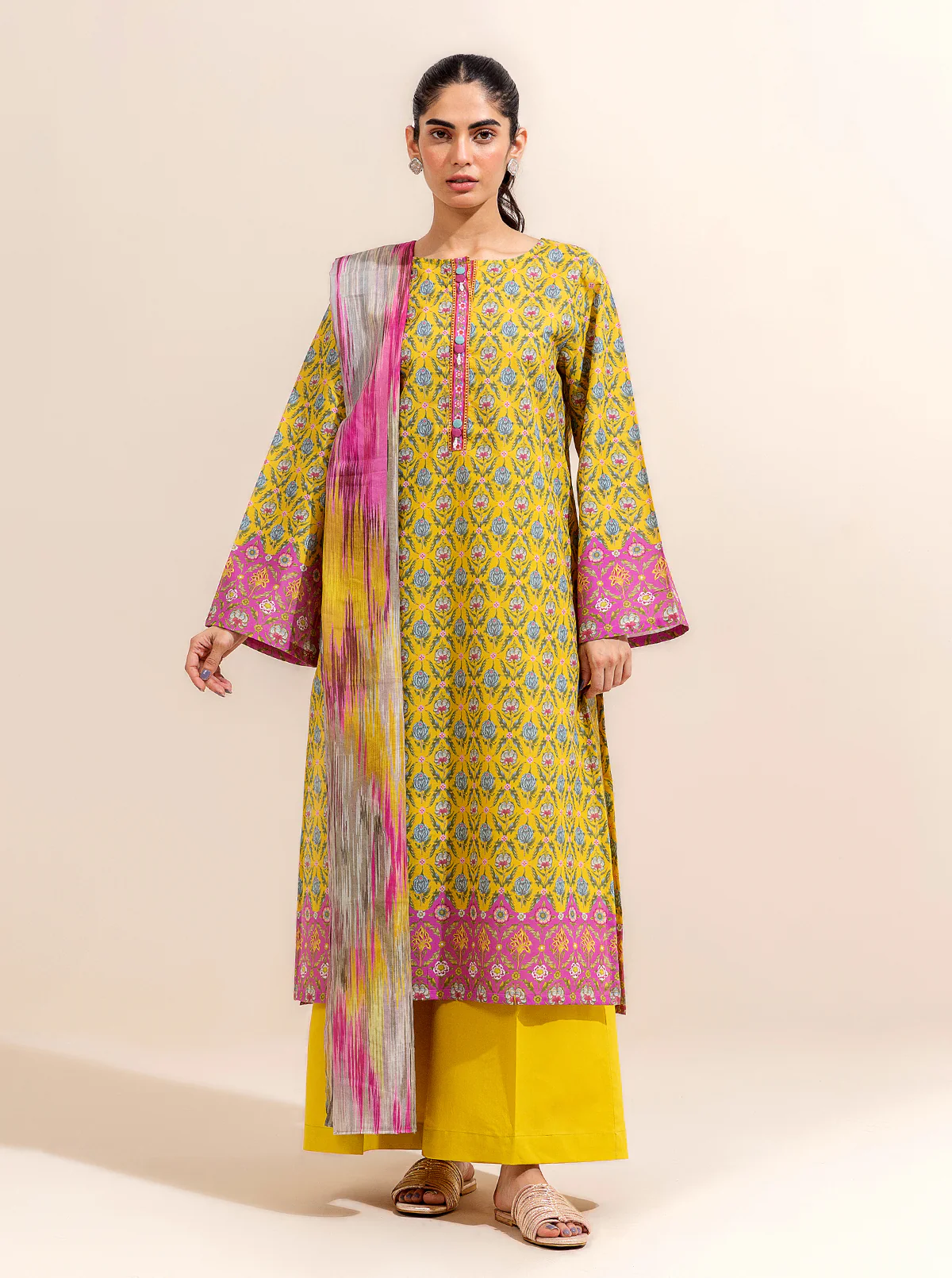 2 PIECE PRINTED LAWN SUIT-CANDY SAND (UNSTITCHED) - Image 2