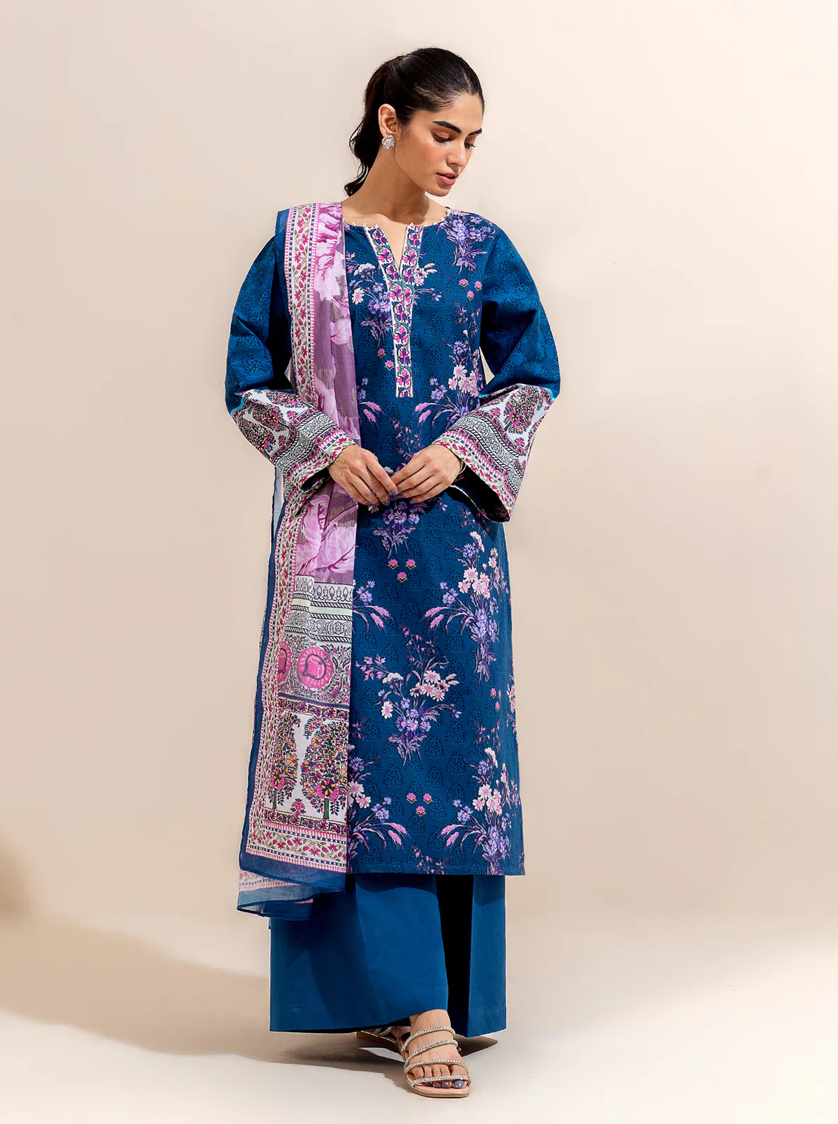 2 PIECE PRINTED LAWN SUIT-MIDNIGHT BISMUTH (UNSTITCHED) - Image 2