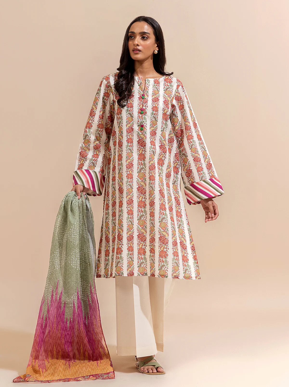 2 PIECE PRINTED LAWN SUIT-LINEAGE LILIES (UNSTITCHED) - Image 3
