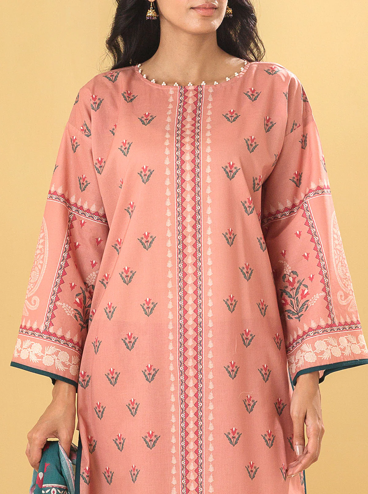 3 PIECE - PRINTED LAWN SUIT - IMPATIENS PETAL - Image 2