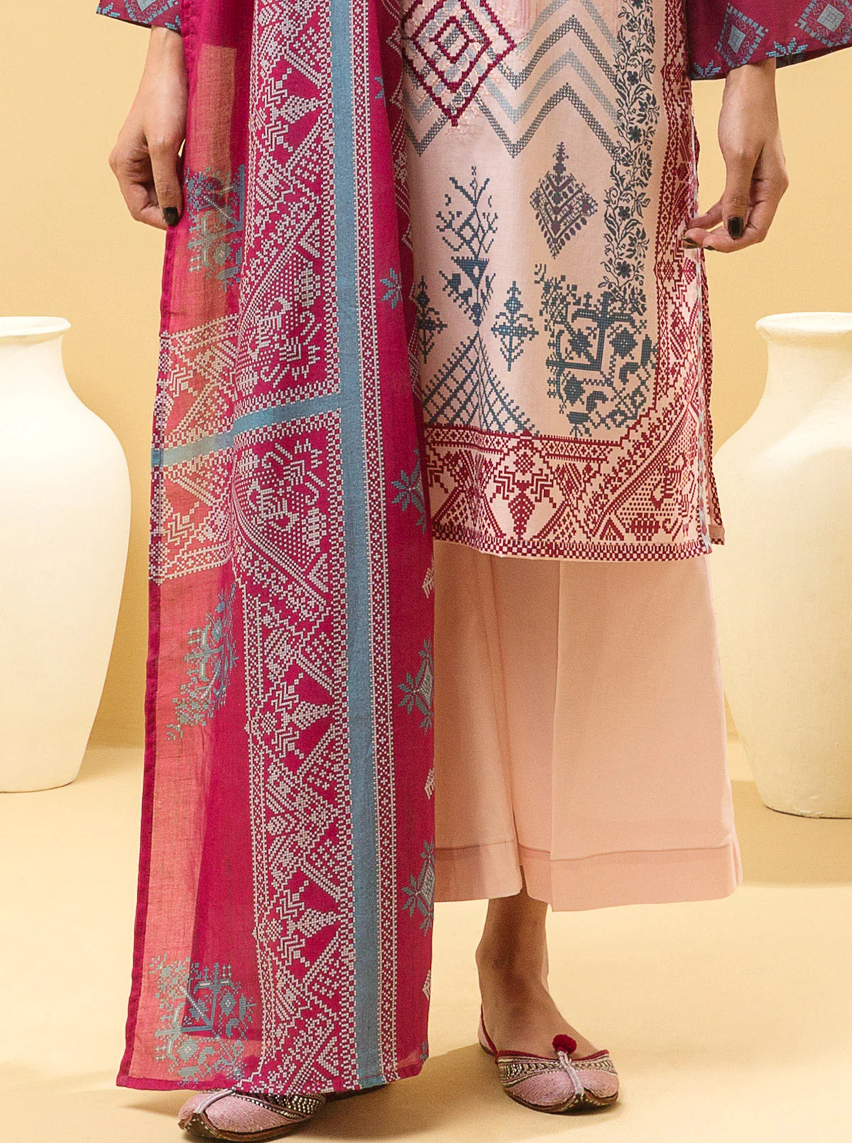 3 PIECE - EMBROIDERED LAWN SUIT - TRIBAL TREASURE - Image 2