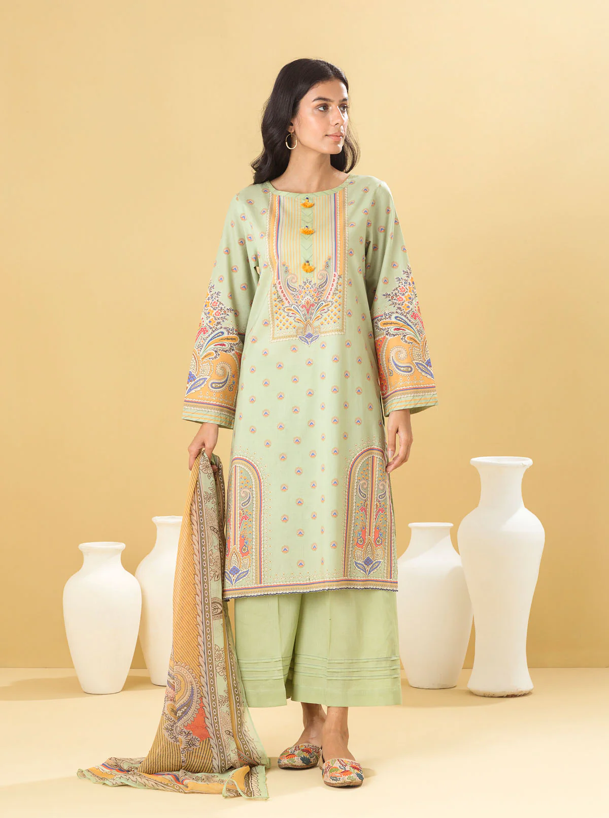 3 PIECE - PRINTED LAWN SUIT - MINTY BREEZE - Image 4