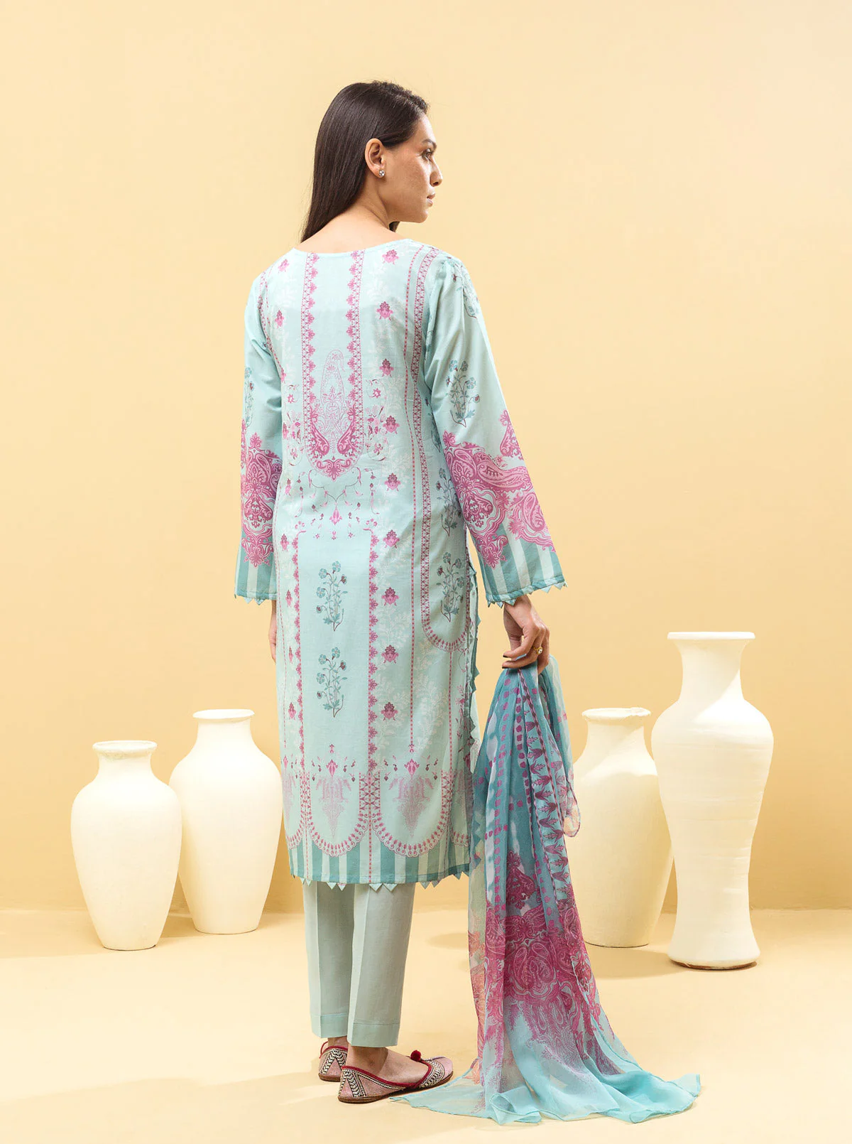 3 PIECE - PRINTED LAWN SUIT - ICY MIST - Image 6