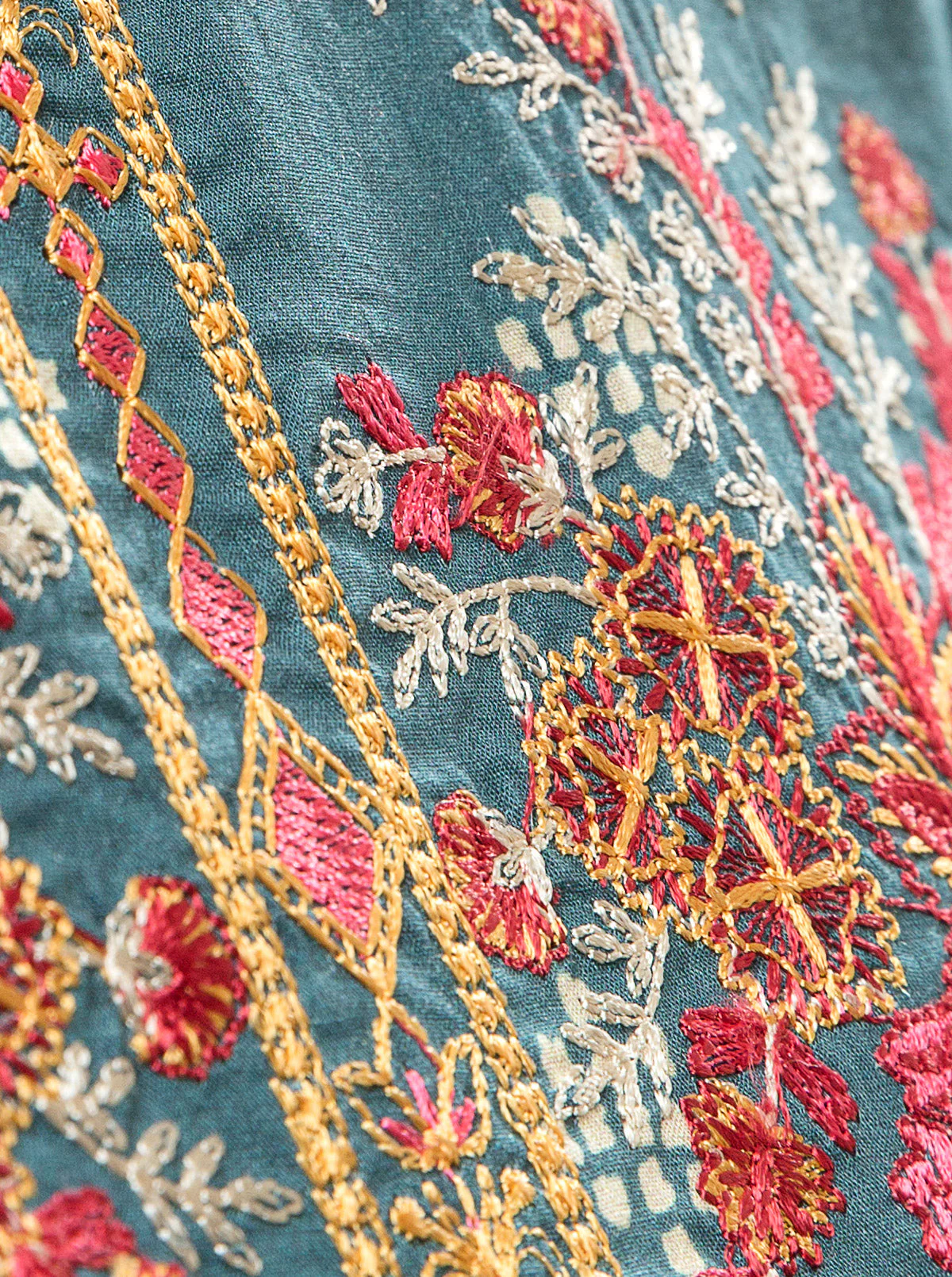 3 PIECE - EMBROIDERED LAWN SUIT - EUPHORIC TEAL - Image 3
