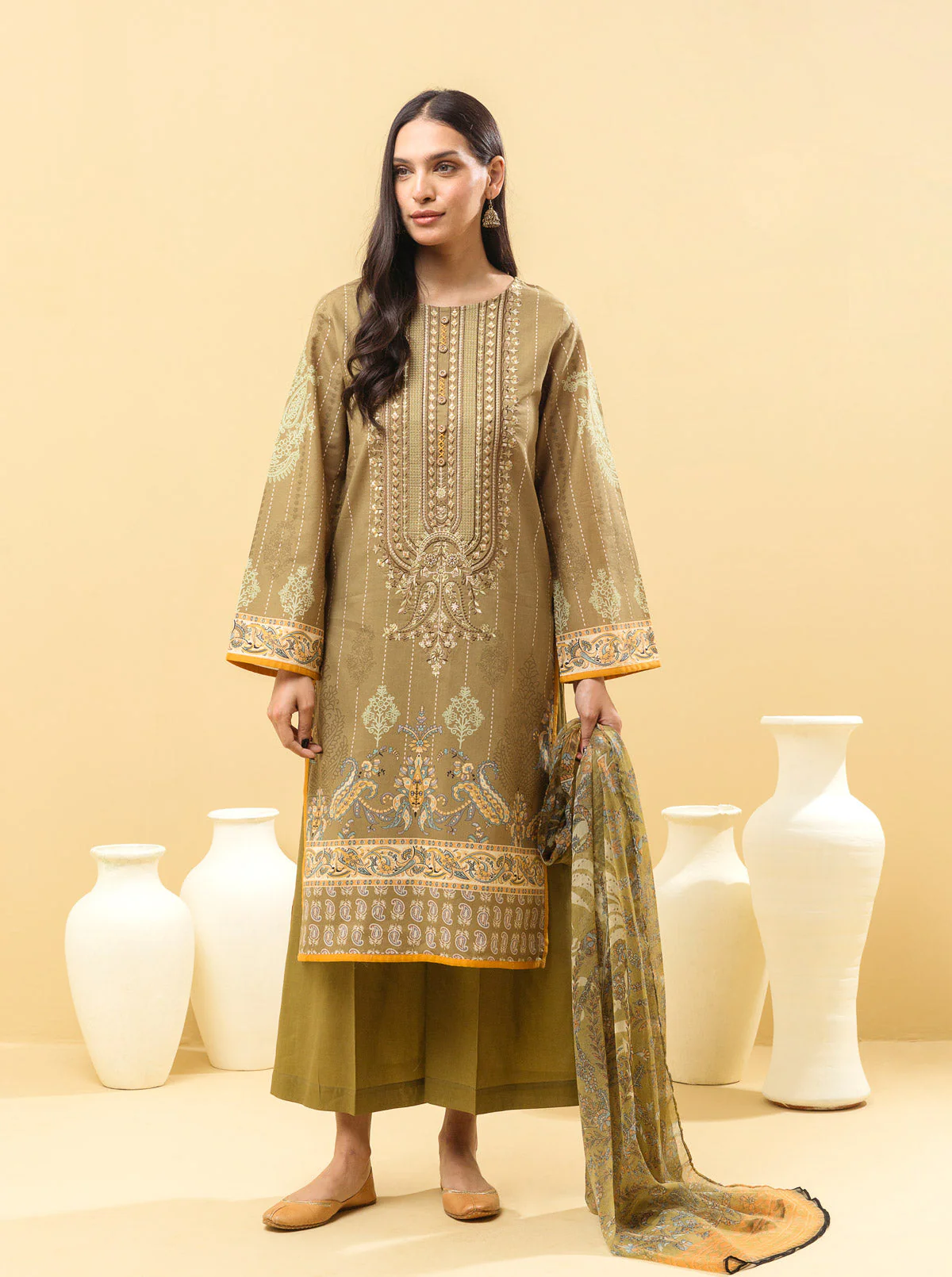 3 PIECE - EMBROIDERED LAWN SUIT - MYSTIC VISTA - Image 3